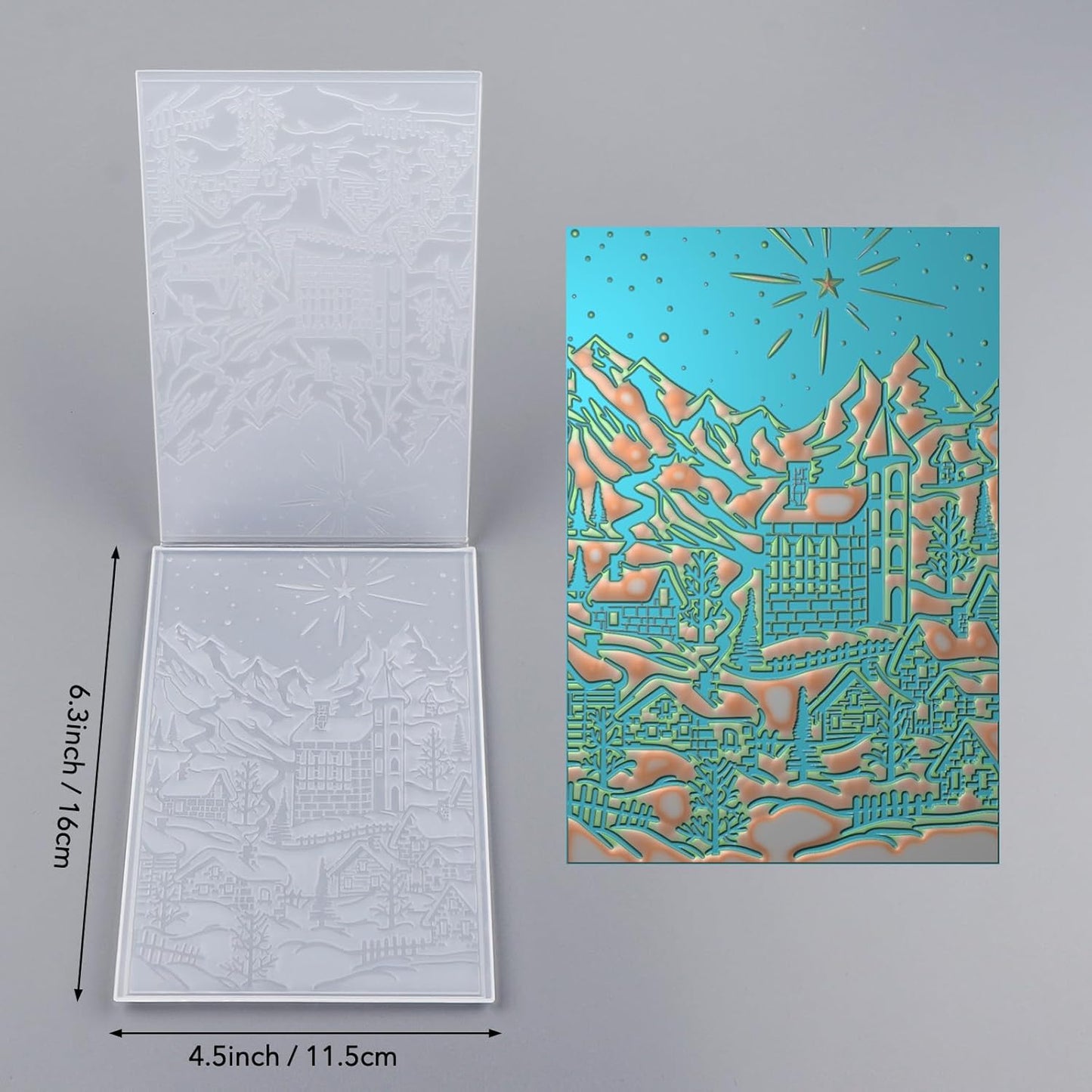 BAOFALI 3D Embossing Folder for Card Making,Snow Mountain, Castle Plastic Texture Fades Embossing Folder Template for Scrapbooking and Other Paper Craft Album Stamps DIY Decoration 6.3" L x 4.5" W