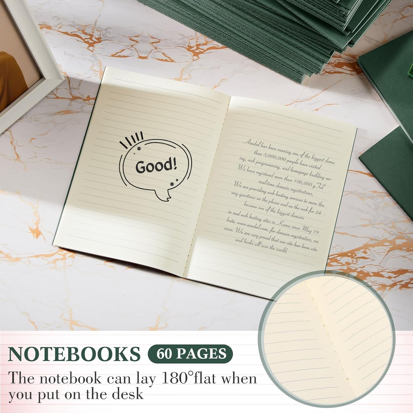 100 Pcs Kraft Notebook Journals 5.5 Inch x 8.3 Inch A5 Softcover Notebooks Bulk for Writing Sketch Office Notepad with 60 Pages 30 Sheets (Green,Lined)