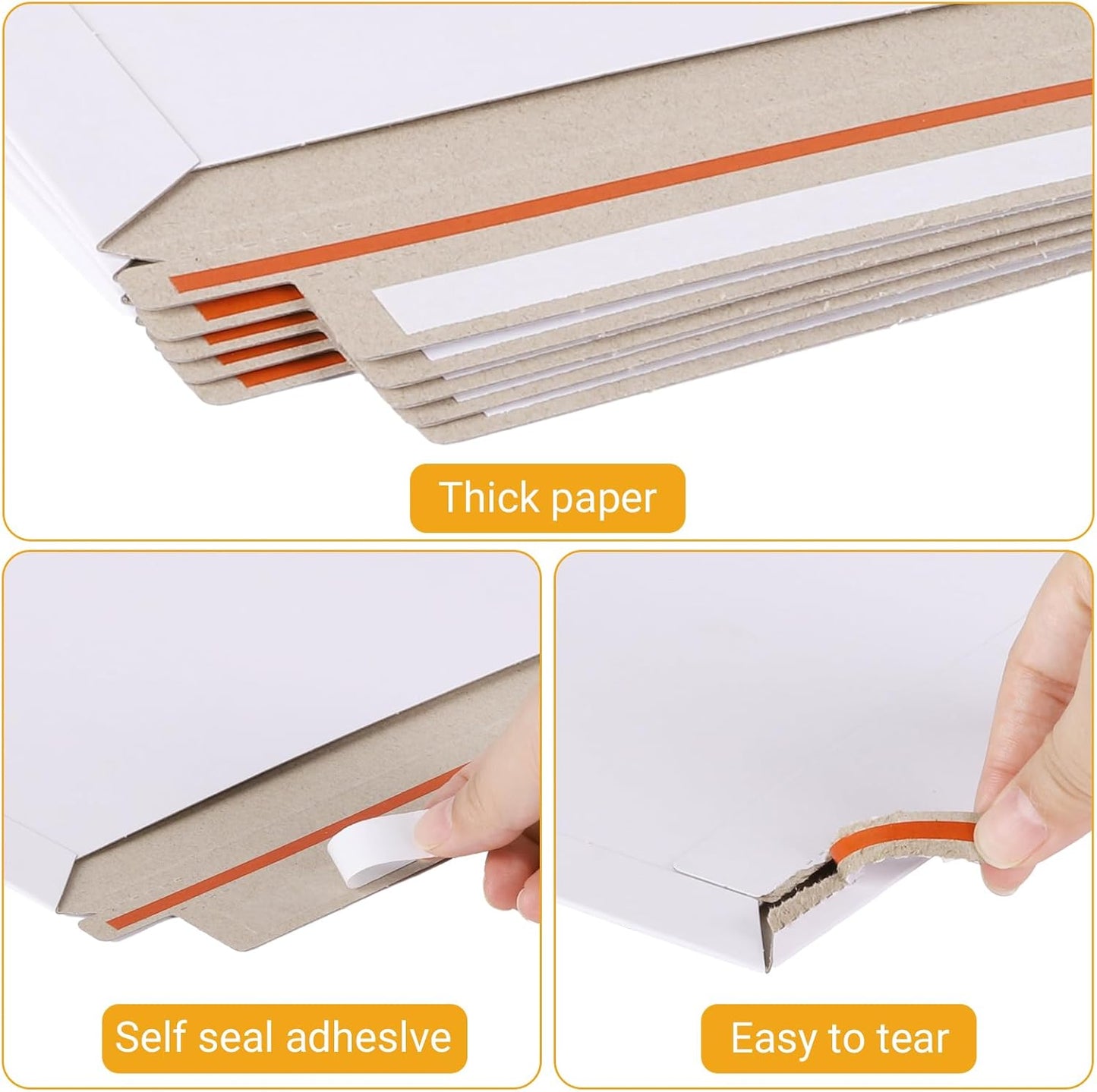 25 Pack 12.5x12.5 inch Rigid Mailer Self Seal Photo Document Mailers Stay Flat White Cardboard Envelopes White Photography Mailers for CD, Photos, Document