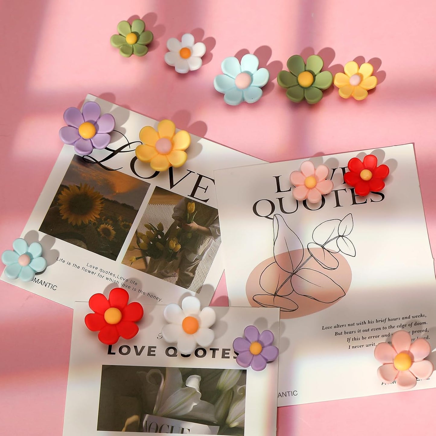 28 Pack Fridge Magnets 3D Cute Flower 7color Magnets ColorfuI Decorative Flower Colorful Cute Small ForWhiteboard Locker & Map Kitchen Office Classroom School(14 Small + 14 Large)