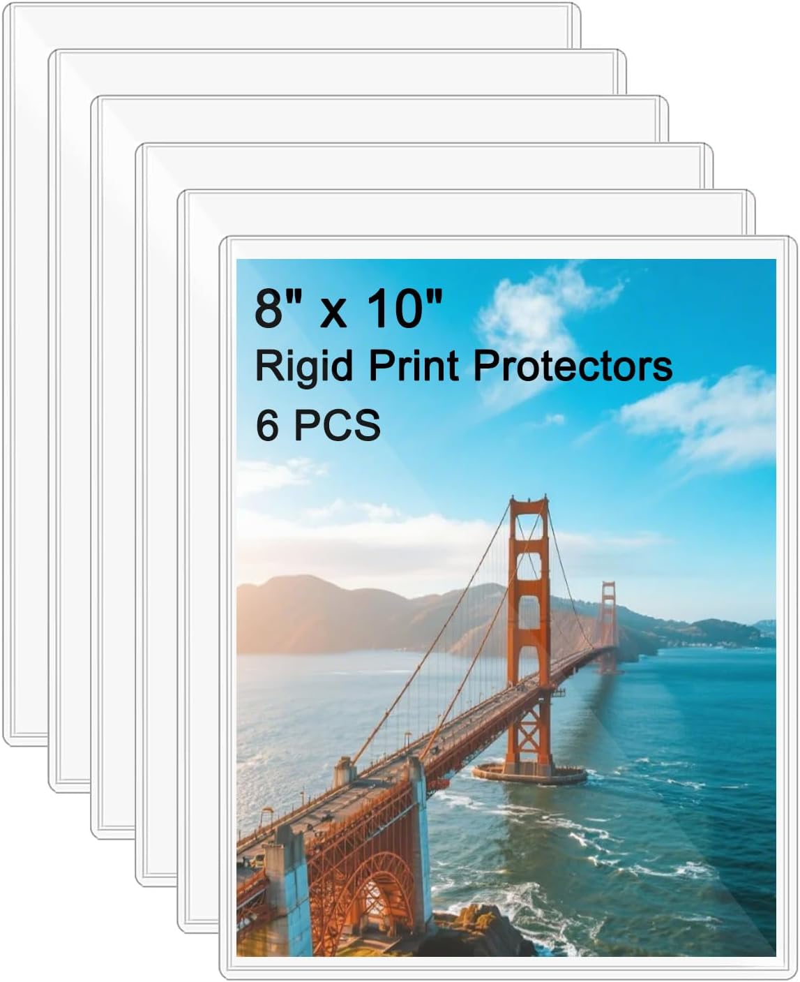 6PCS 8" x 10" Clear Rigid Card Sleeves – Waterproof Hard Plastic Protectors for Postcards, Prints, Photos, Trading & Sports Cards – Top Load Jumbo Sheet Holders