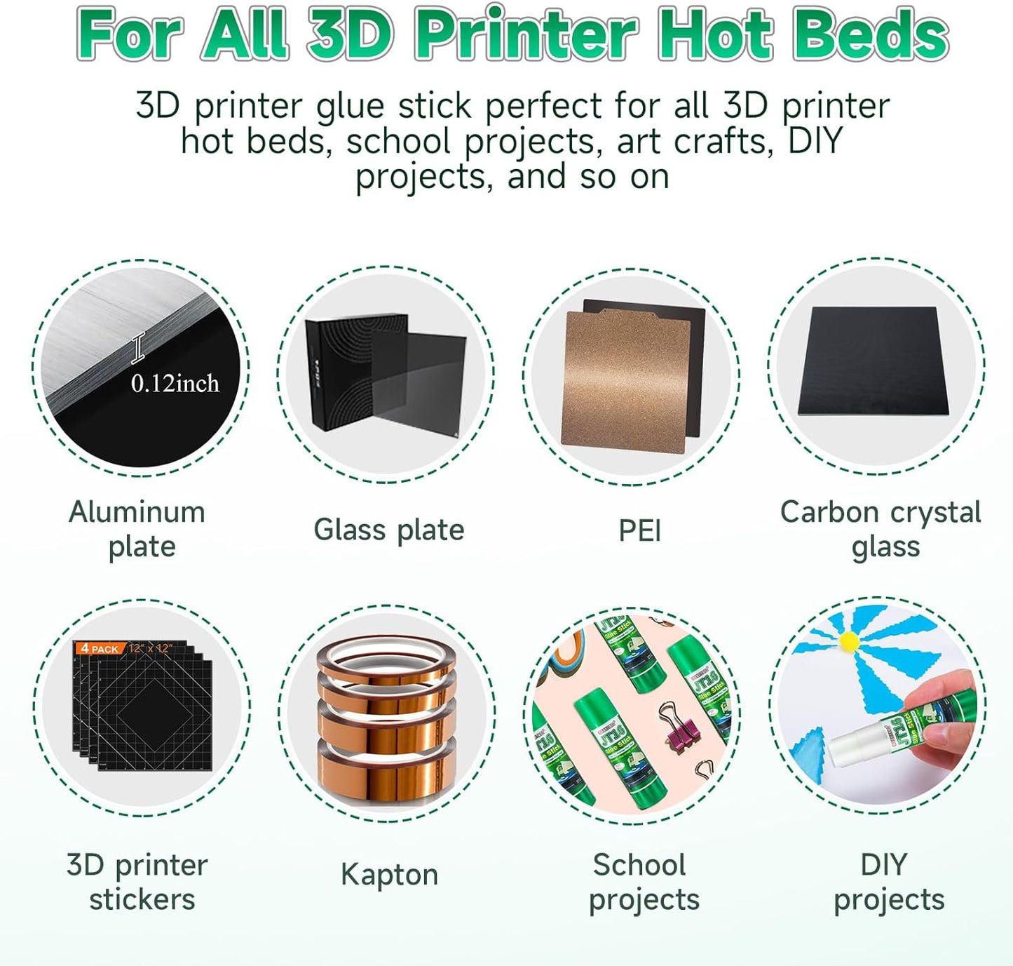 3D Printer Glue Sticks, 36 Grams Each PVP Solid Glue Sticks for Hot Bed Plate, Washable, Non-Toxic, Reduce Warping for PLA, ABS, PETG, HIPS, TPU Filament on PEI, Glass, Aluminum, Buildtak Board, 6Pcs