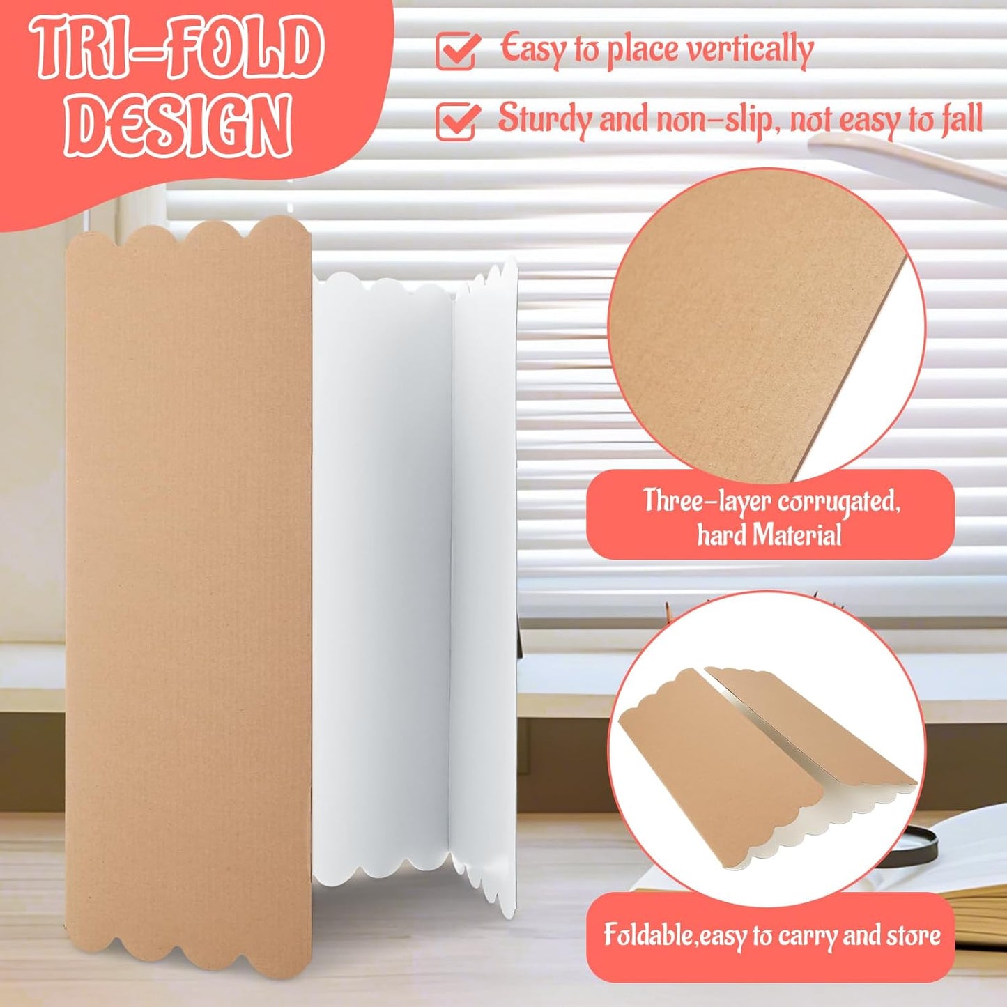 JMIATRY 15 Pack Trifold Poster Board 24 x 16 Inch White Presentation Cardboard Science Fair Display Boards Trifold Display Boards for Presentations Science Project Trifold Poster Board Bulk