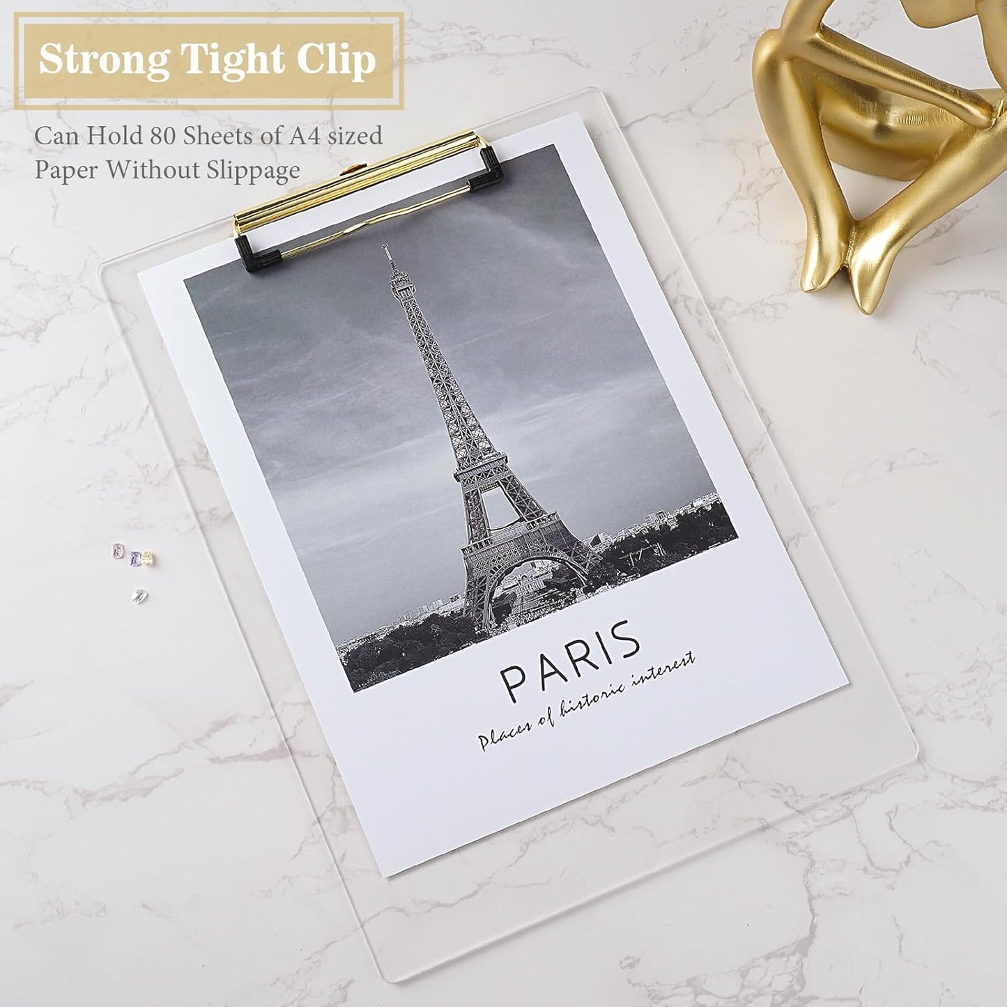 Hongri Plastic Acrylic Glitter Clipboard, 8.5x11" Stardard Letter A4 Size Clipboards for Classroom, Taecher, Women.Cute Confetti Clip Board, Office Supplies, School Supplies.