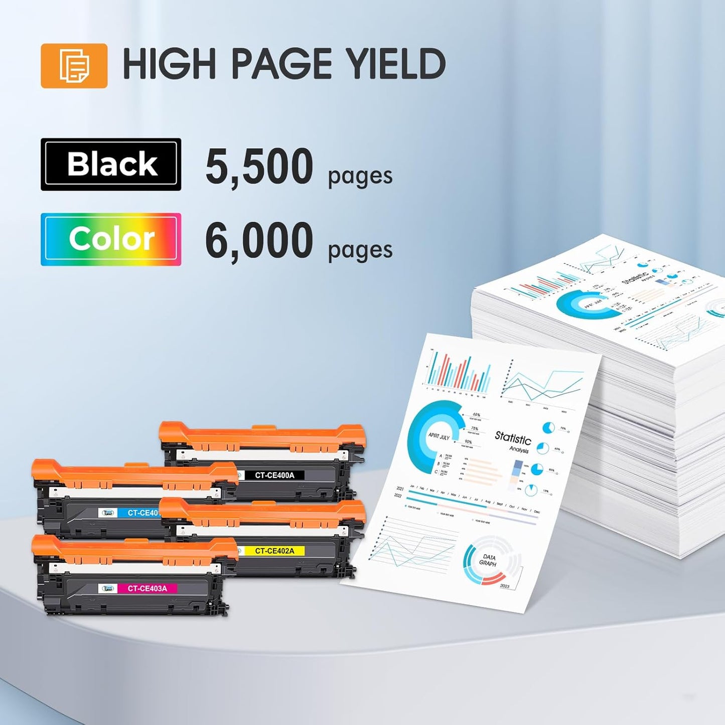 507A Toner Cartridge 4-Pack Compatible for HP 507A 507X CE400A CE401A CE402A CE403A 500 Color M551 Toner Cartridges for HP Laserjet Enterprise M551 M551n M551dn M551xh M570dn M570dw M575f Printer