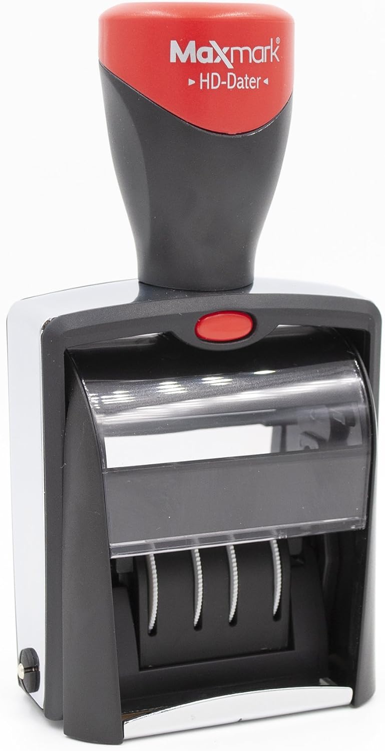 Heavy Duty Date Stamp with Your Custom Text, Self Inking Stamp - 1" x 1-5/8” - Choice of Ink Color