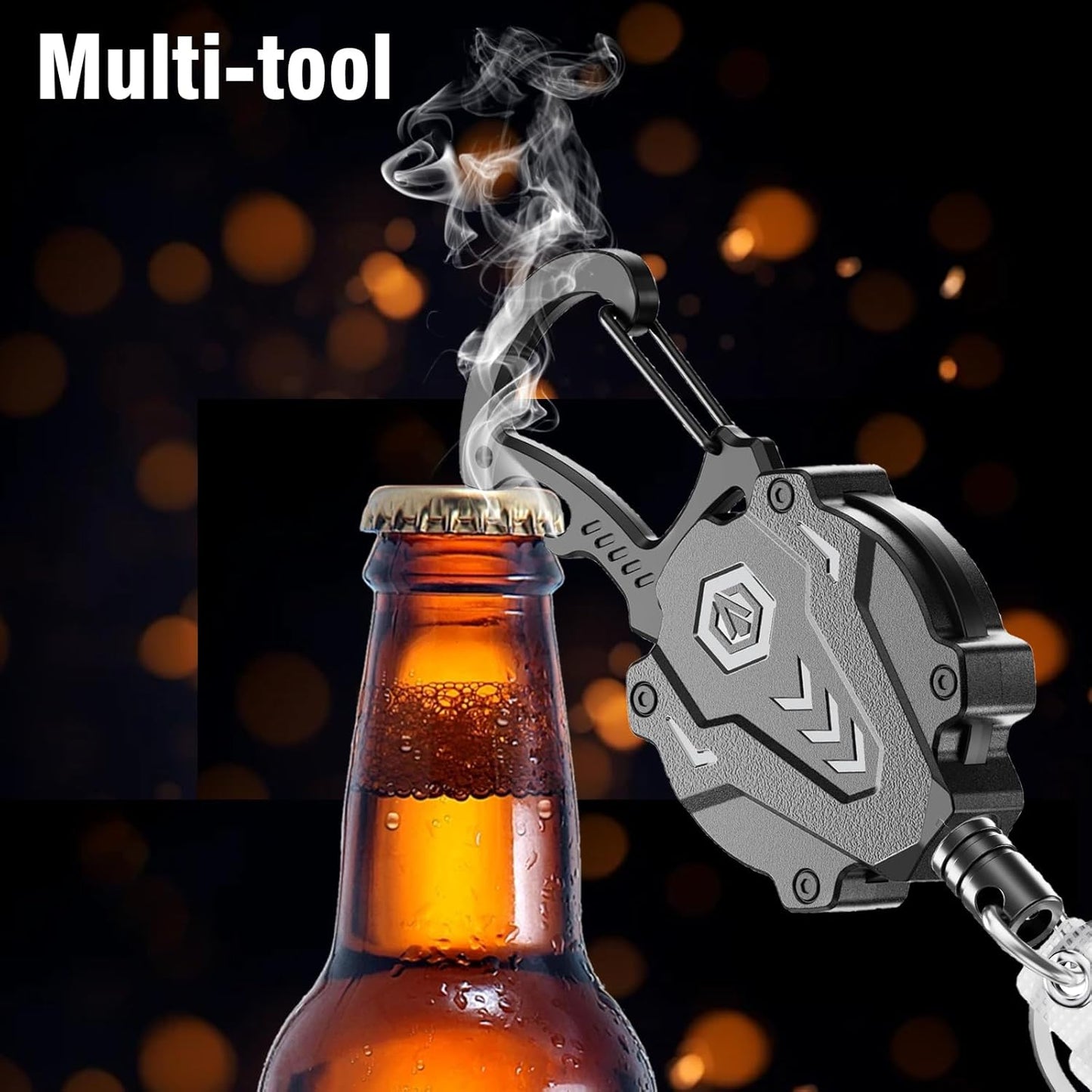 1Pack Heavy Duty Retractable Keychain, Tactical ID Badge Holder Reel Carabiner Clip with Magnetic Closure for Men, Unbreakable Sandwich Construction with 31" Dyneema Cord, Bearing 25oz