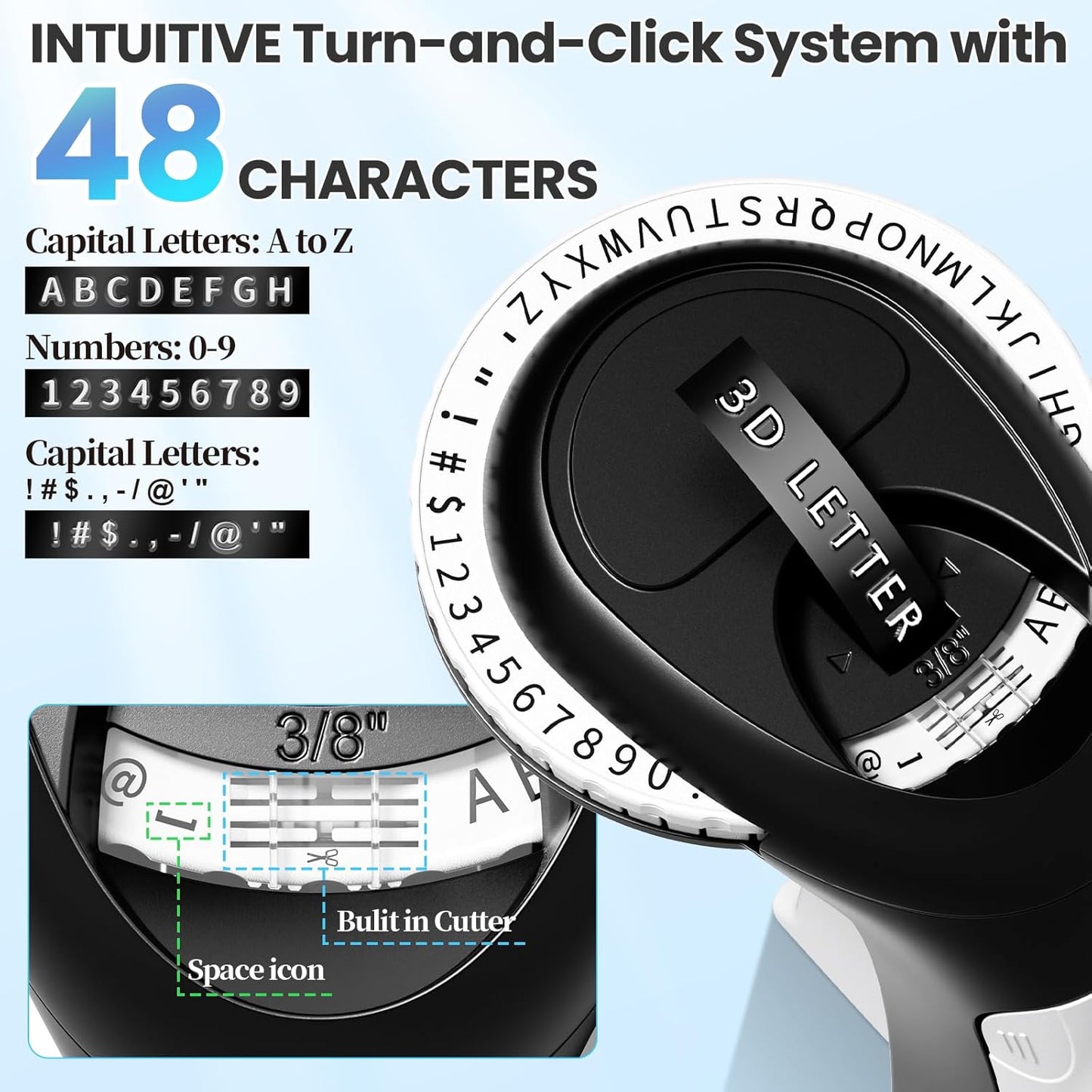 Embossing Label Maker, Manual Label Maker Emboss, Vintage Embossed Label Makers Machine with Tapes, Old School Labeler with 5 Rolls 3D Black Tapes for Home DIY & Crafting Kids School Items