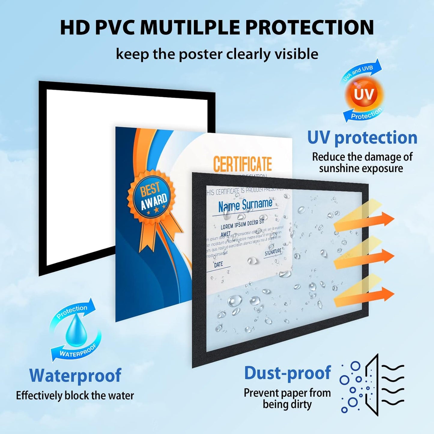 10Pack Magnetic Sign Holder 8.5 x 11, Self Adhesive Magnetic Frames for Wall, Magnetic Picture Frame Paper Holder for Fridge, Door, Window Magnetic Display Poster Frame Document Holder, Black