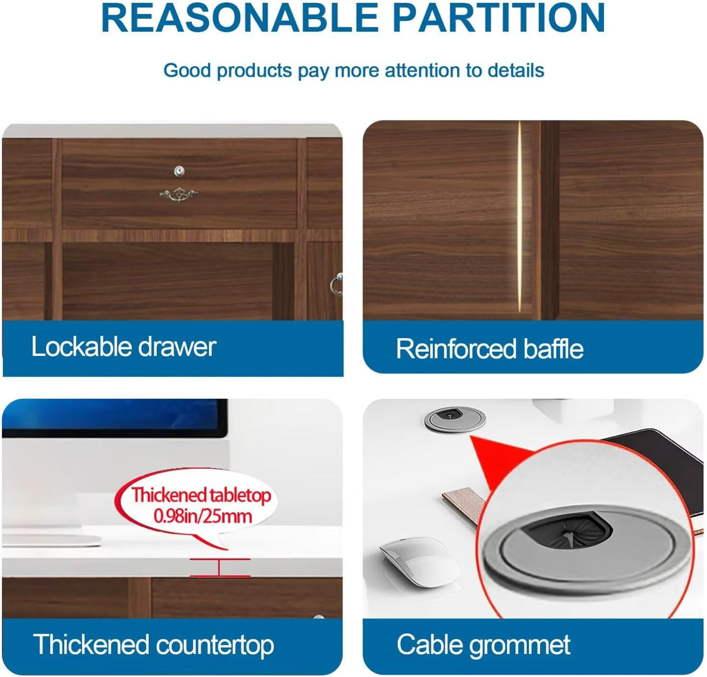 Reception Desk with Counter Modern Front Office Desk Large Reception Room Tables Checkout Counter Reception Table for Retail Lobby Beauty Salons D 94inch/240cm