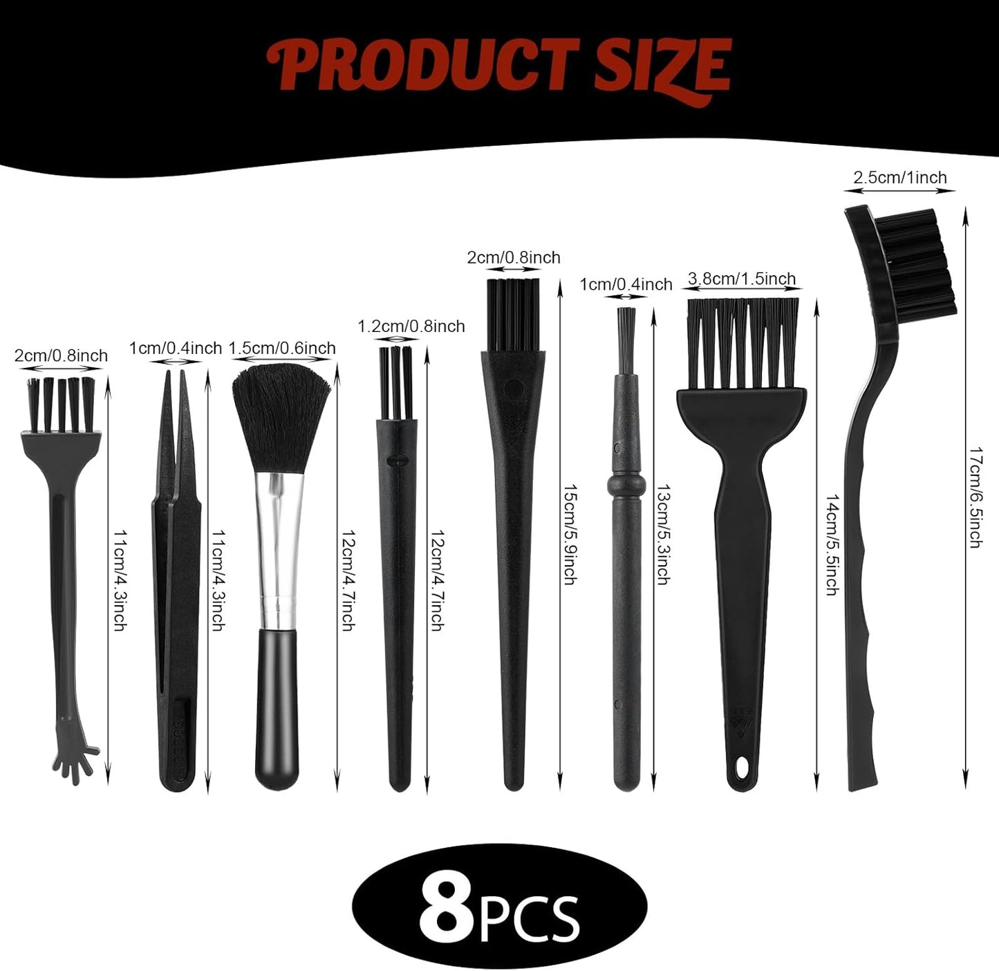 8 Pcs Mini Keyboard Cleaning Brushes Kit, Anti Static Electronic Dust Cleaning Brushes with PP Handle and Nylon Bristles, Keyboard Cleaning Brush for Computer Keyboard and Small Spaces