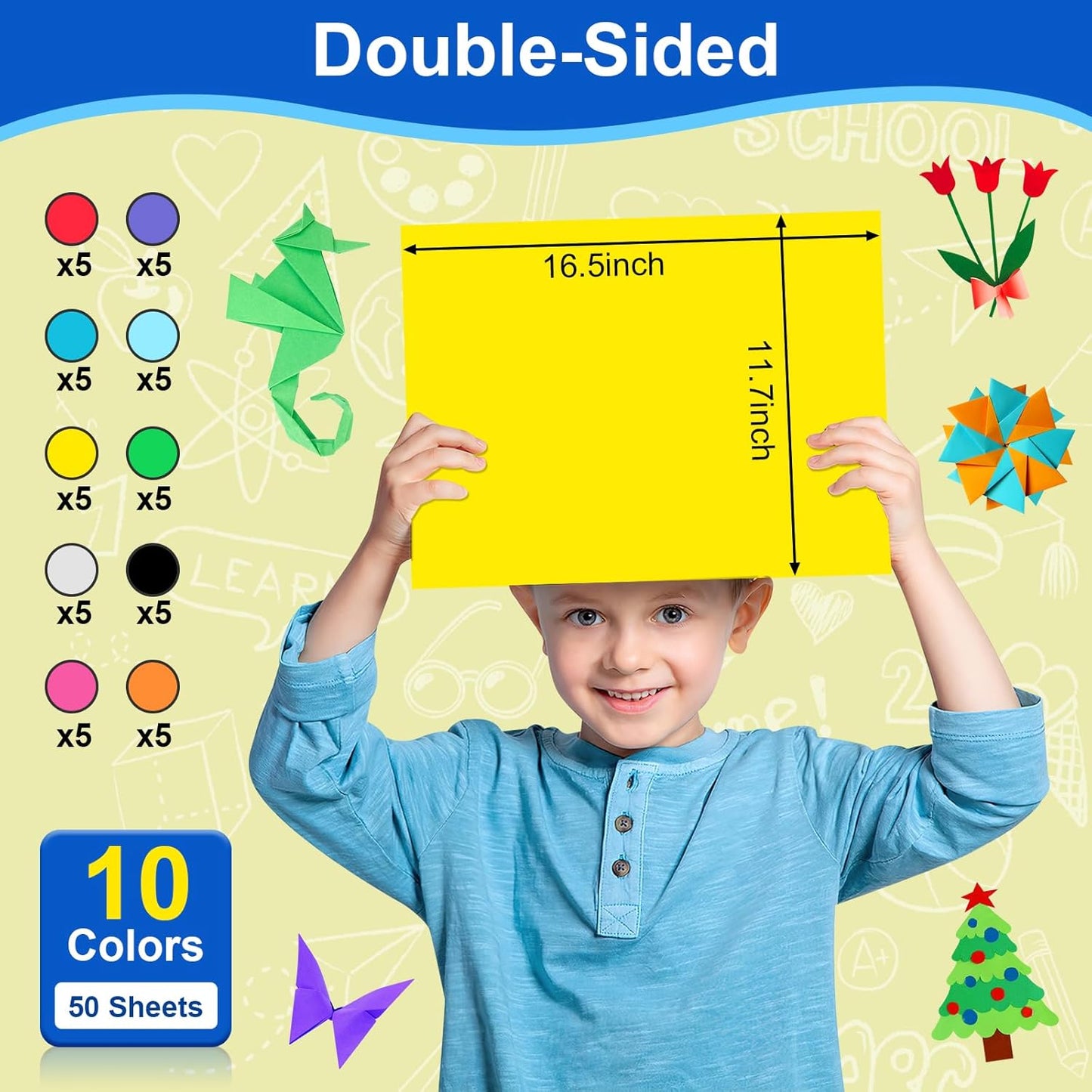 50 Pcs Poster Board Colorful Paper 11.7x16.5, ROOKEA Vision Boards Bulk Blank Graphic Display Posterboard Card Paper for Kids School Classroom Arts Craft Projects Drawing Scrapbooking