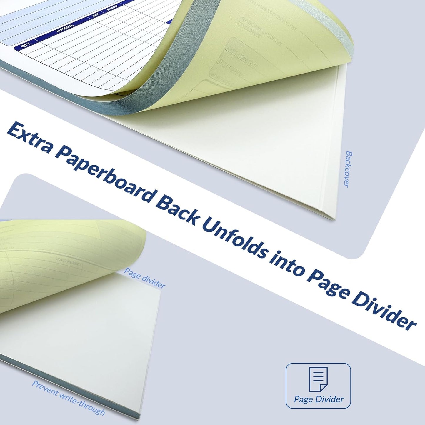 Job Work Order Forms, Large Size Contractor Invoice Book 8-1/2" x 11-7/16", Invoice Receipt Book for Small Business, 2-Part Carbonless Forms, 200 Sets (4 Books)