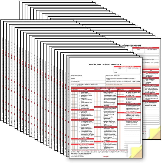 J. J. Keller Annual Vehicle Inspection Report Form 50-pk. - Snap-Out Format, 3-Ply, Carbonless, 8.5" x 11.75" - Meet DOT AVIR Requirements Under 49 CFR 396.21