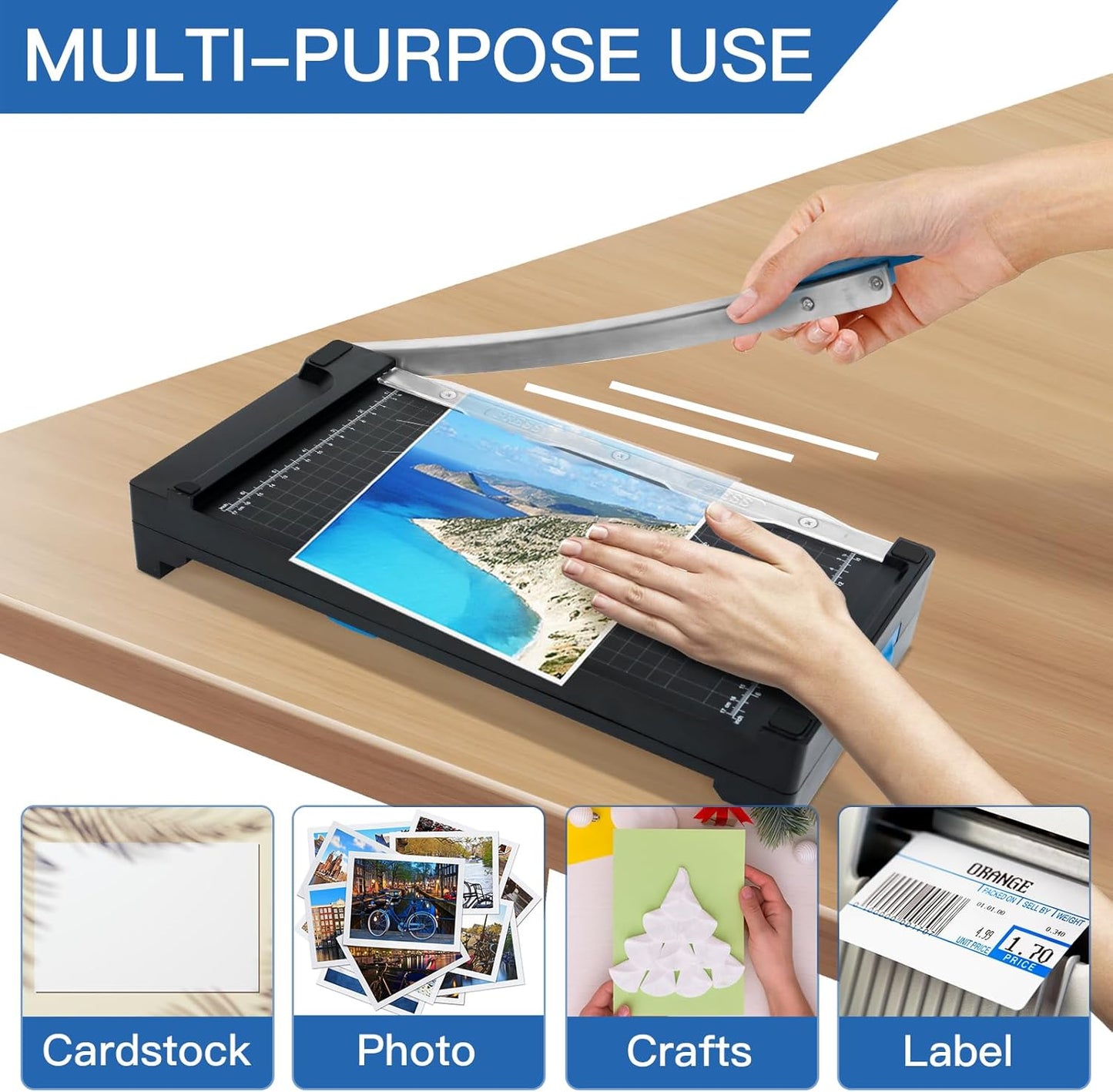 2-in-1 Paper Cutter Set – Guillotine & Rotary Paper Trimmer with Precision Grid, Safety Guard & Sharp Blade – Ideal for A4 Documents, Photos, Office & Craft Use