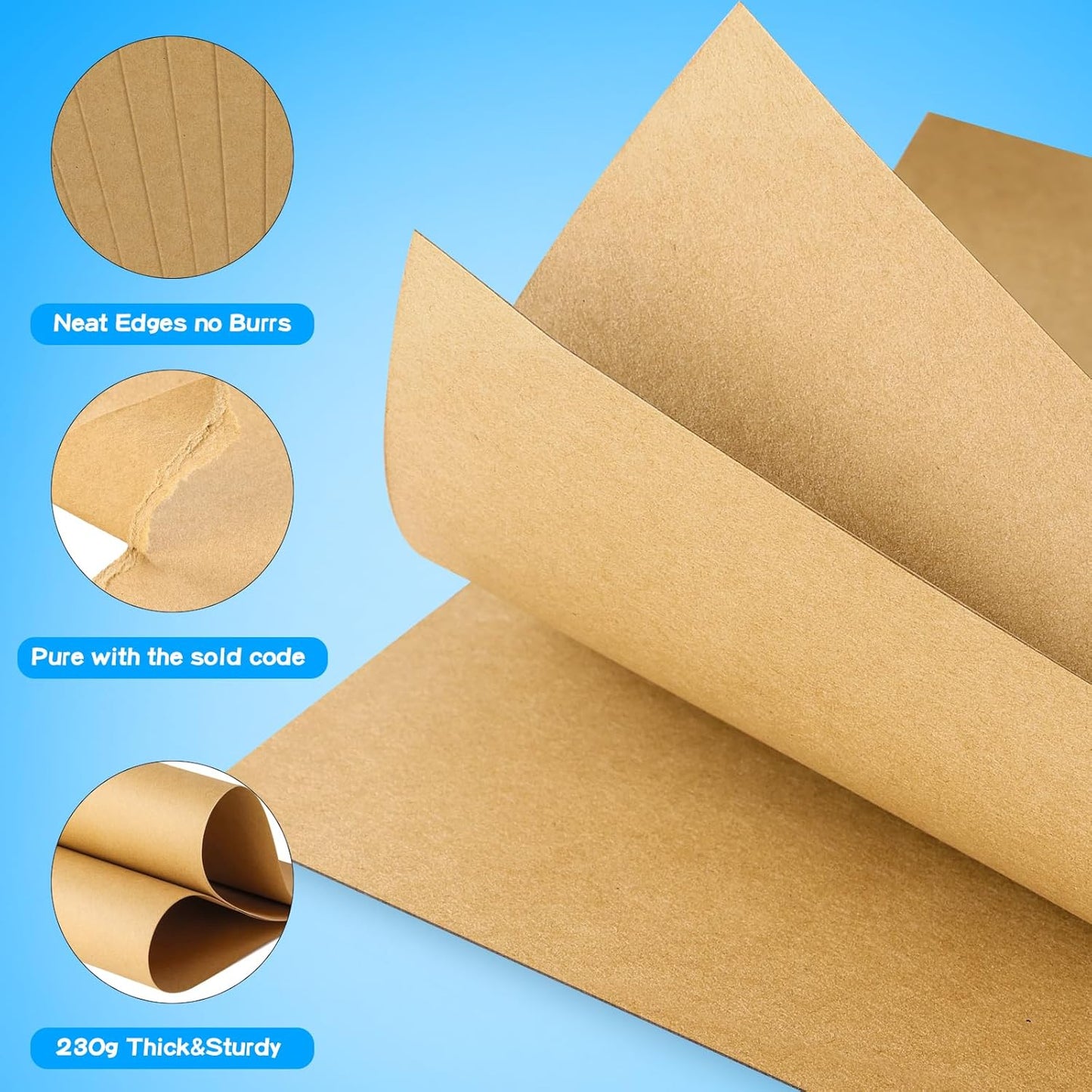 50 Pcs Kraft Brown Poster Boards, VinTS 11.7 * 16.5 Inches A3 Size Poster Board 230g Heavyweight Blank Display Board for School Arts, Classroom Crafts, Exhibits and Notices