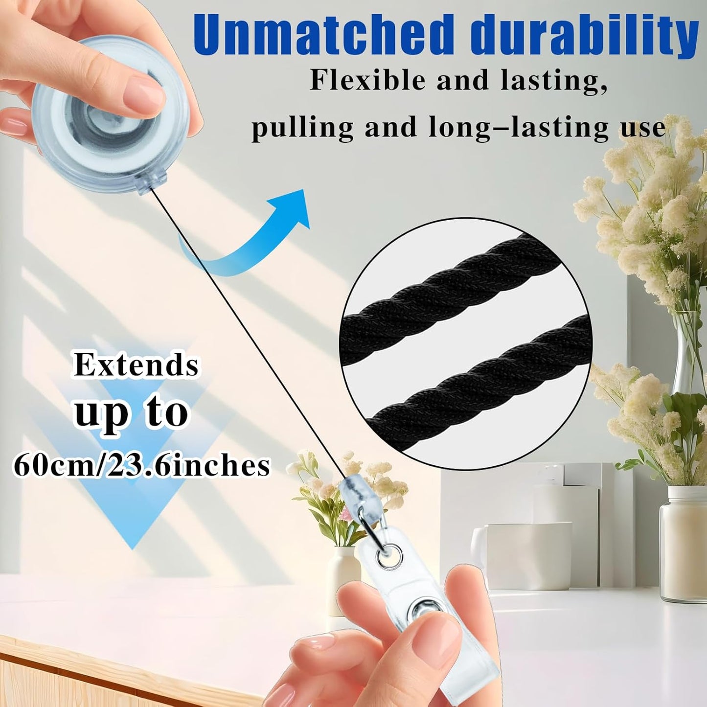 30 Pack Frosted Retractable Badge Reels with 24" Cord, ID Badge Holders Clips for Work, Office, Hospital, Events (Frosted Transparent)