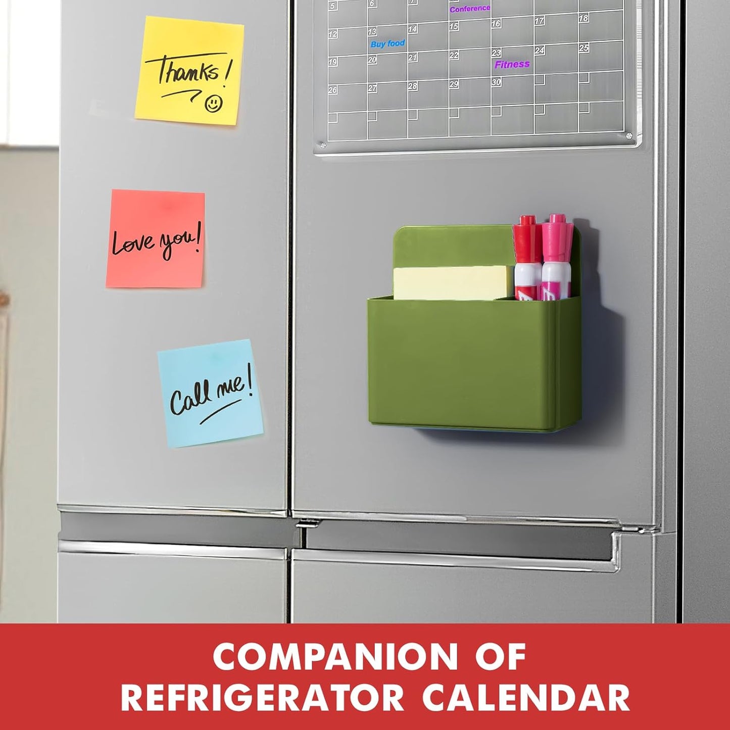 BEYGORM 2 Pack Plastics Magnetic Pen Holder for Refrigerator, Dry Erase Marker Holder for Whiteboard，Magnet School Locker Organizer Accessories, Pencil Cup, Pen Caddy (Army Green)