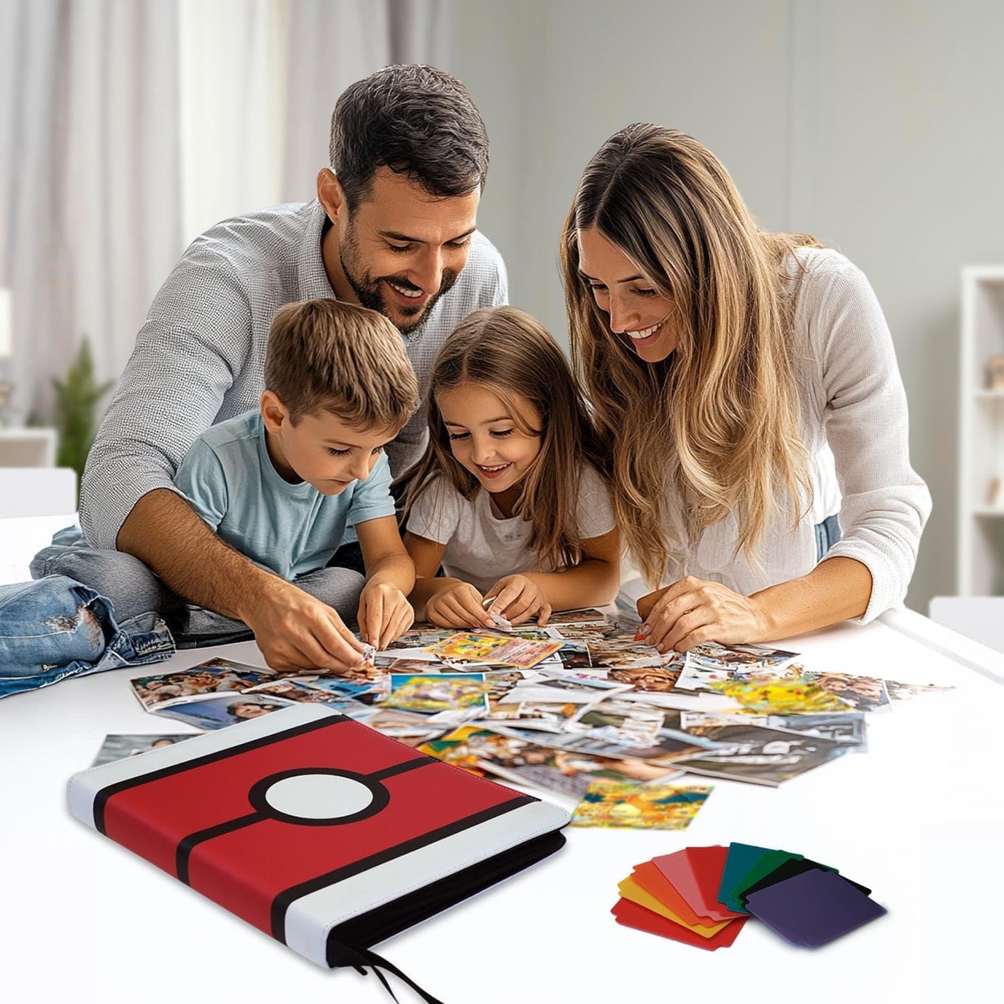 9 Pockets Trading Card Binder, PU Leather Card Folder, Trading Cards Binder with Premium Zipper, with Double Sided Pockets For 360 Card Album, Multicolored Sports Collection Binder.