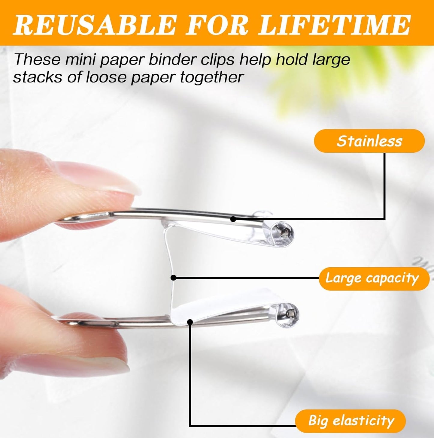 Jetec 100 Pack 1. 25in/32mm White Metal Binder Clips Bulk Medium Reusable Fold Back Binder Clips Paper Clamps Spring Steel Sturdy for Home Office School Supplies