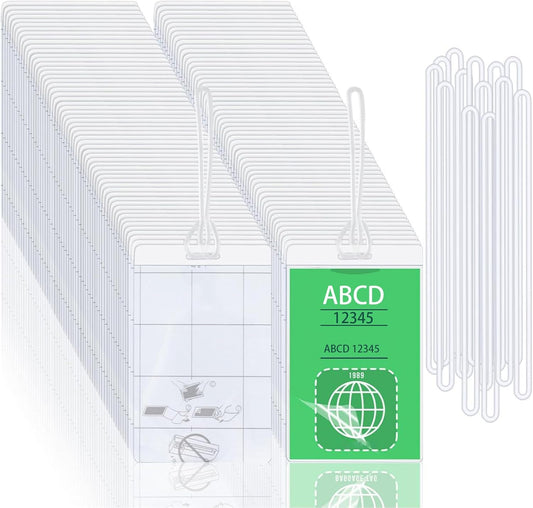 10 Mil Self Laminating Luggage Tags with Loops 2 1/2" x 4 1/4" Self Sealing Laminating Pouches Bag Tags Clear Laminating Tags with Hole for Traveling Business and Student ID Cards (100)