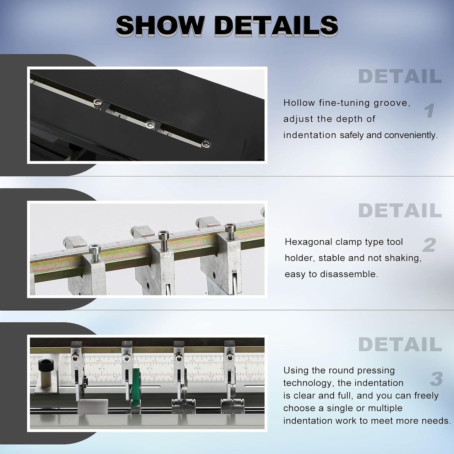 Mxmoonant 3-in-1 Electric Creasing Machine 18 1/2"(470mm) Paper Creaser Scorer Perforator Cutter for Cards Invitations Tickets 110V