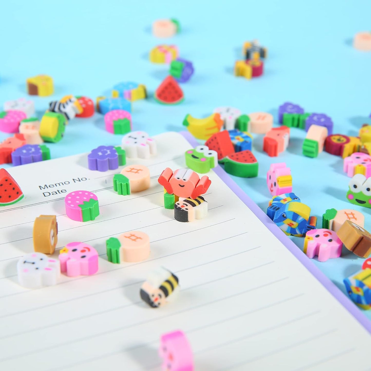 1000 Pieces Mini Erasers for Kids, Bulk Small Animal Fruit Pencil Erasers Assortment for Home Rewards, School Supplies and Gift Filling