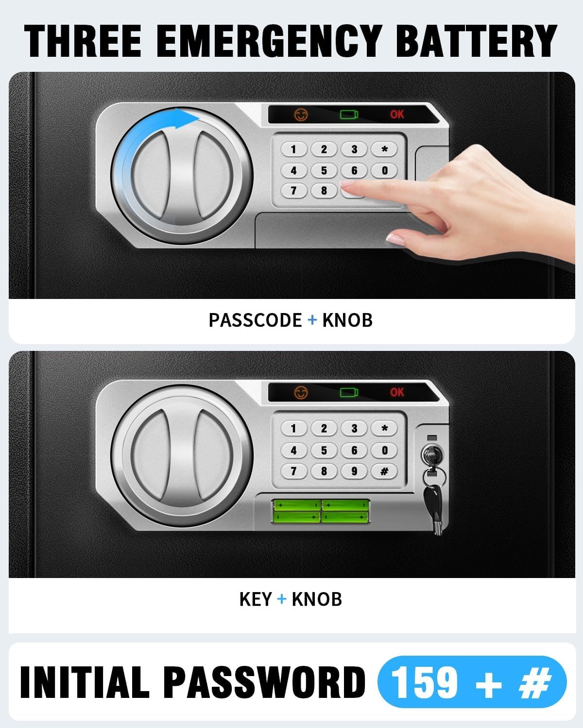 2.5 Cu Ft Safe Box for Home Documents -Steel Electronic Digital Safety Box Personal Security Lock Box with LED Sensor Light External Power Compartment for Office Money Jewelry Valuables