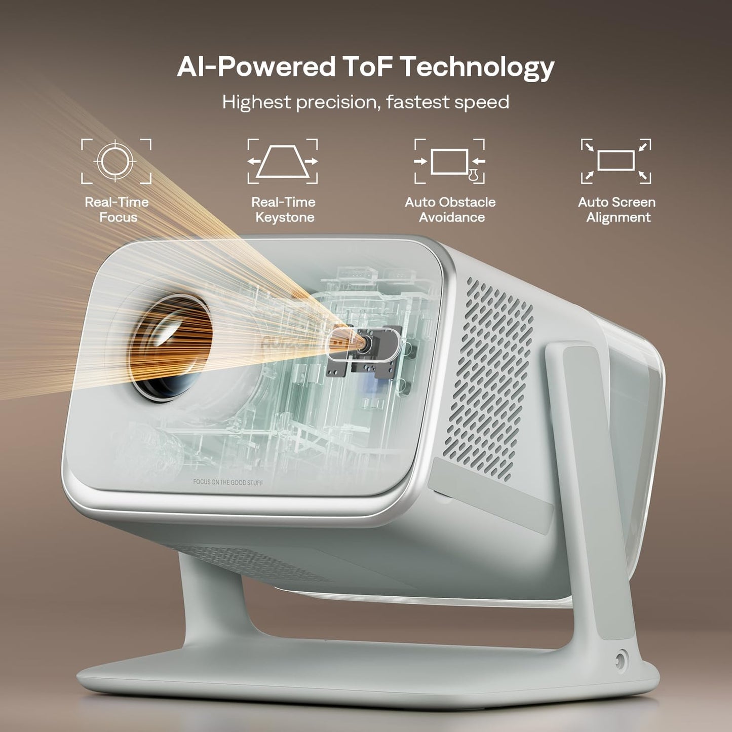 Aurzen BOOM mini Google TV 4K Supported Smart Projector with WiFi and Bluetooth, Outdoor & Home Movie Projector with 20W Speakers DoIby Audio, Real-Time Focus & Keystone, 500 ANSI Lumens, Green