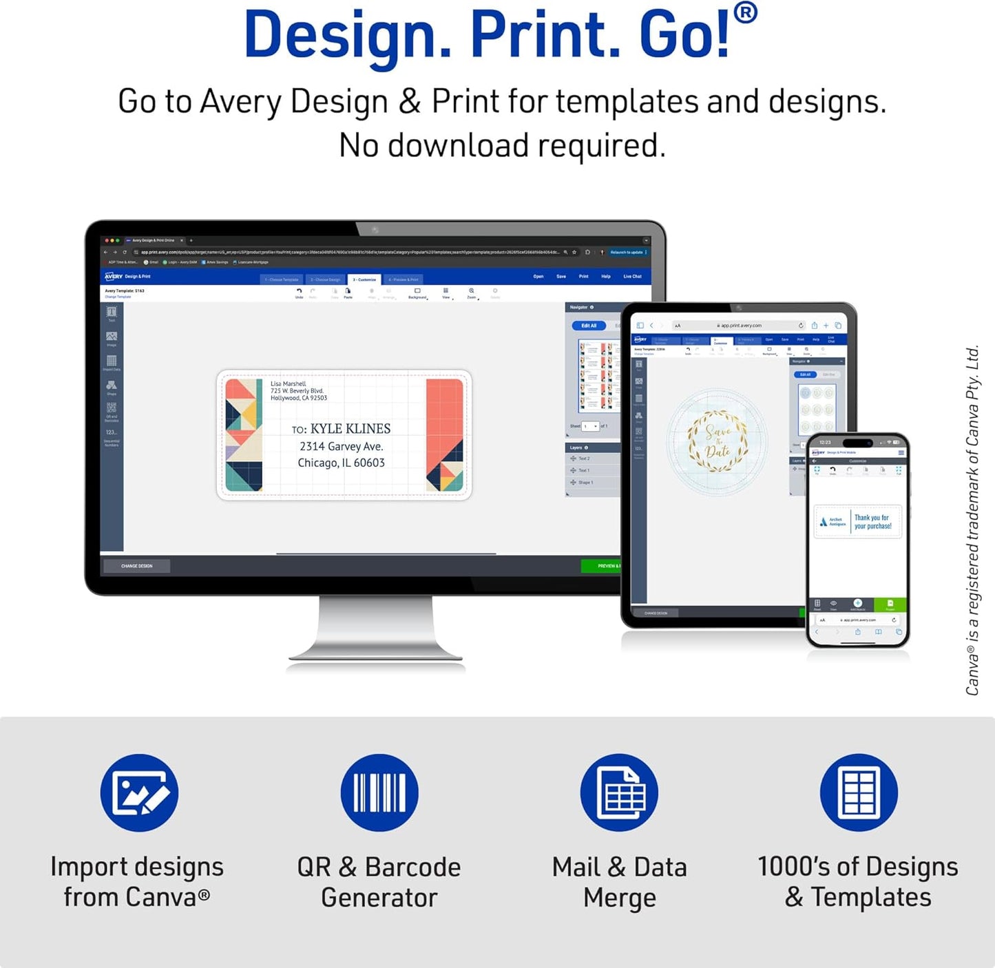 Avery Printable Address Labels with Sure Feed, 1" x 2-5/8", Matte Clear, 300 Blank Mailing Labels (18660)