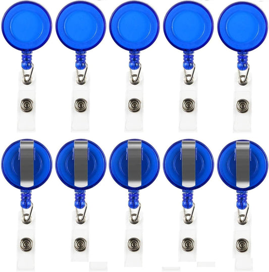 JANYUN 30 Pcs Blue Retractable Badge Reels Badge Holders Reels Clip for ID Badge Holders