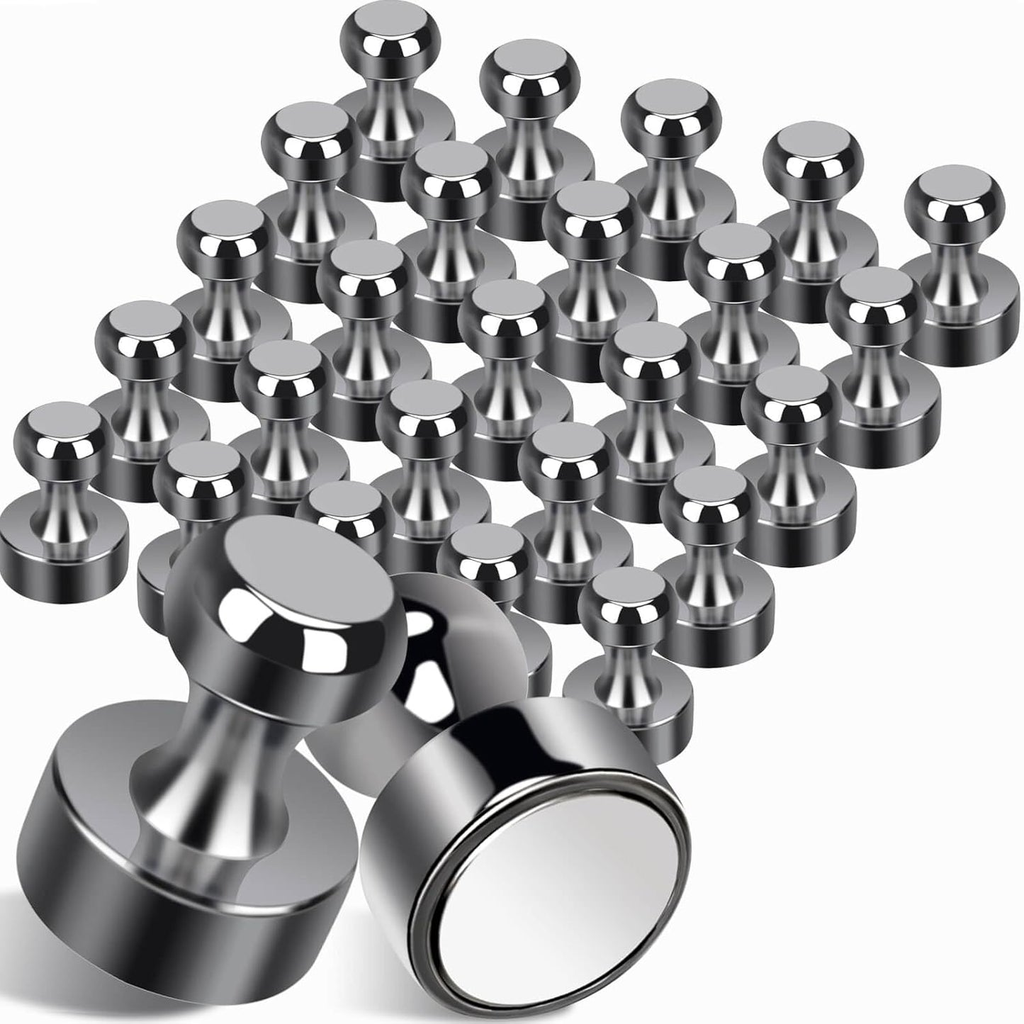 25Pcs Fridge Magnets, Bright Black Strong Refrigerator Magnets Small Push Pin Magnet s, Magnetic Decorative Magnet s for Whiteboard, Classroom, Office, Dry Erase and Map Magnet