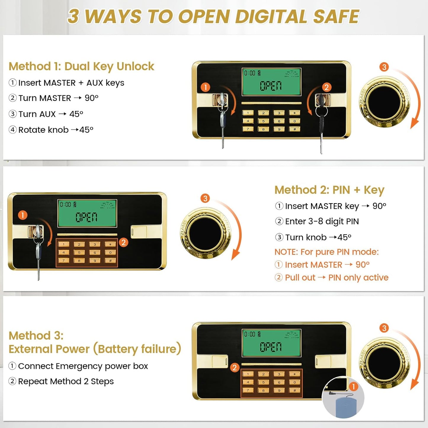 5.0 Cuft Fireproof Safe for Home, Home Safes Water and Fireproof, Safe Box with Digital Combination Lock, Fire and Water Proof Bag, Removable Shelf, Smart Alert, Fire Proof Safes for Money, Valuables