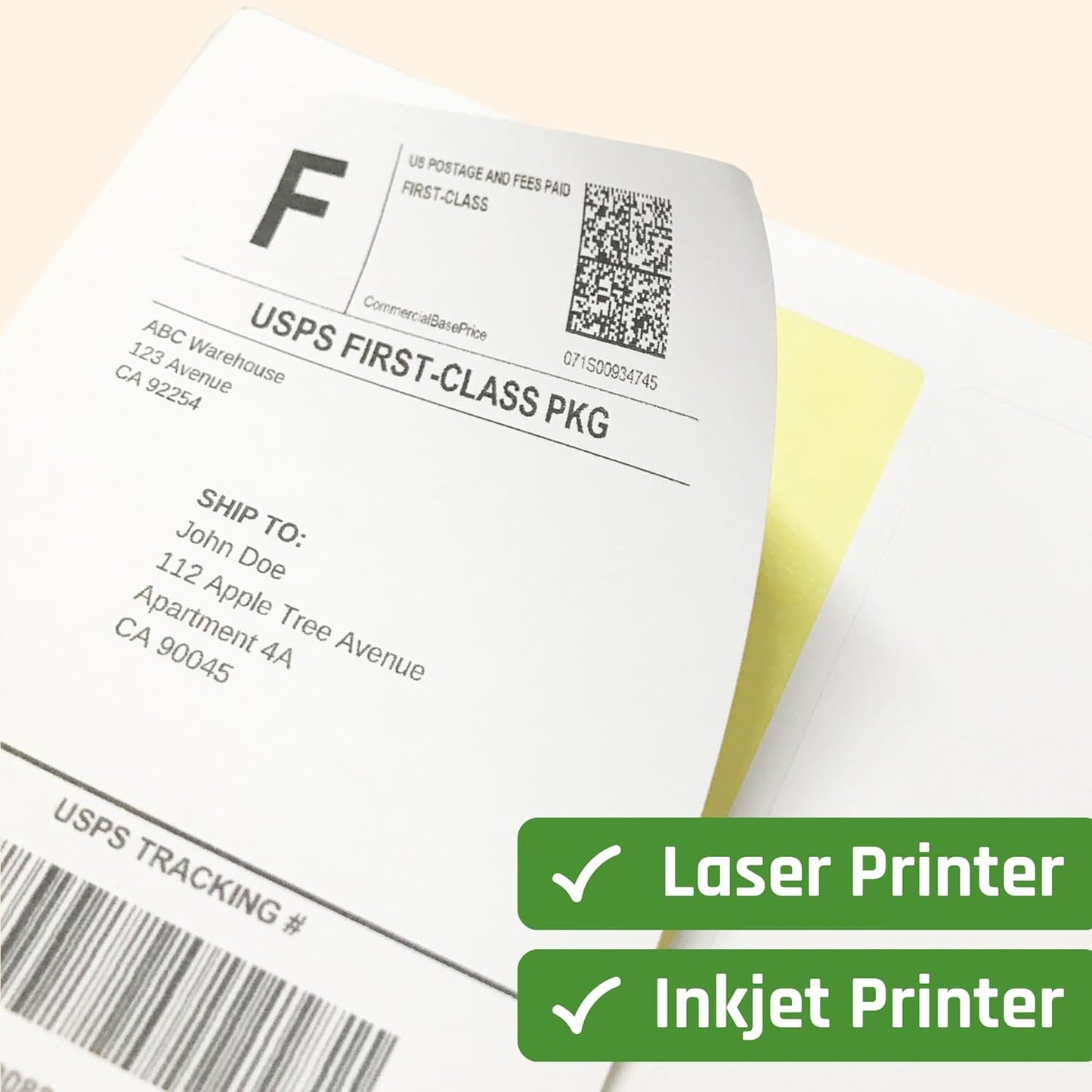 200 Sheets - Half Sheet Shipping Labels, Printable Sticker Paper, for Laser & Inkjet Printers - 2 per Sheet, 400 Pieces