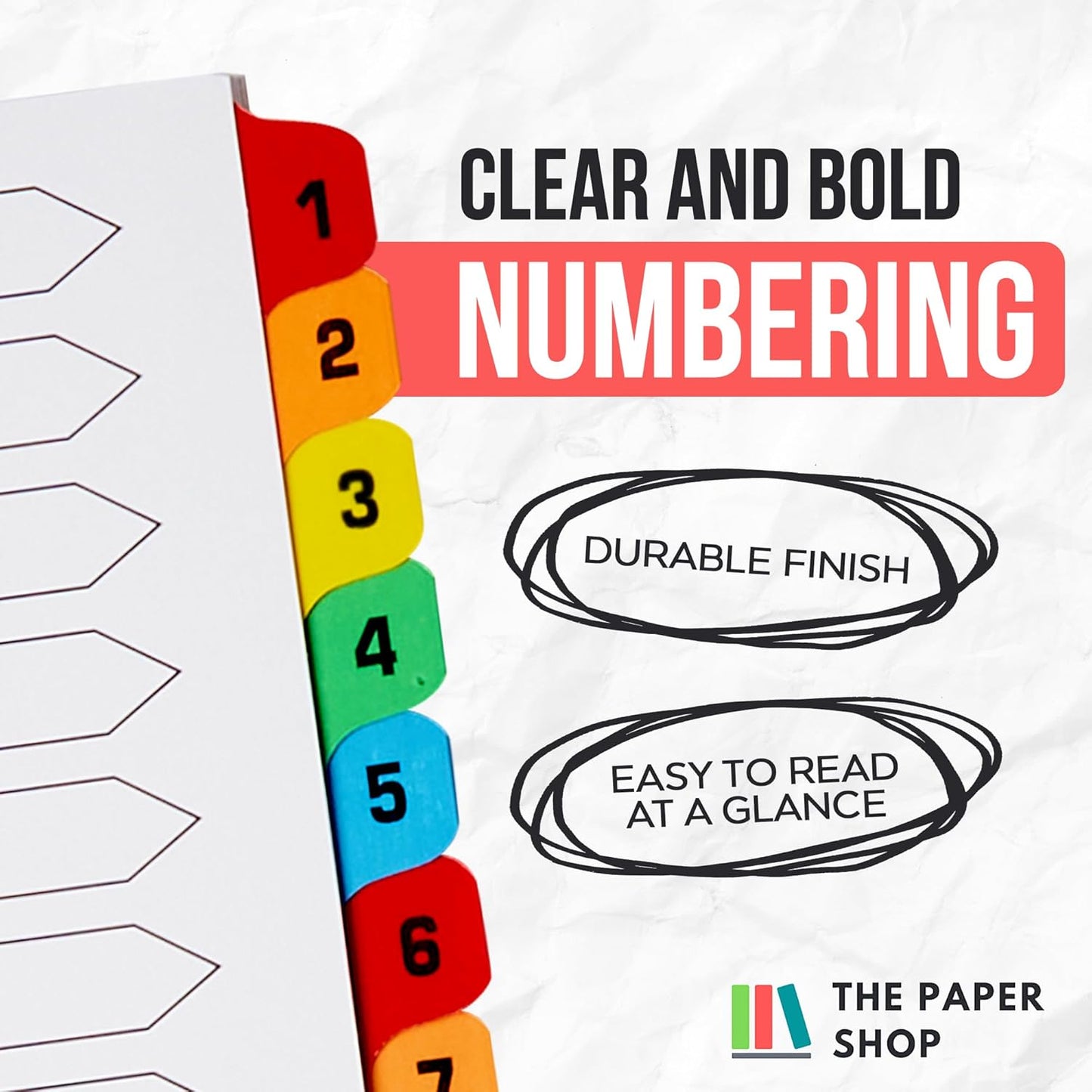 Binder Dividers with Tabs 1-20 Numbered – A4 (5 Pack) | Dividers for 3 Ring Binder | Numbered Tab Dividers for Office, School & Home Organization - The Paper Shop