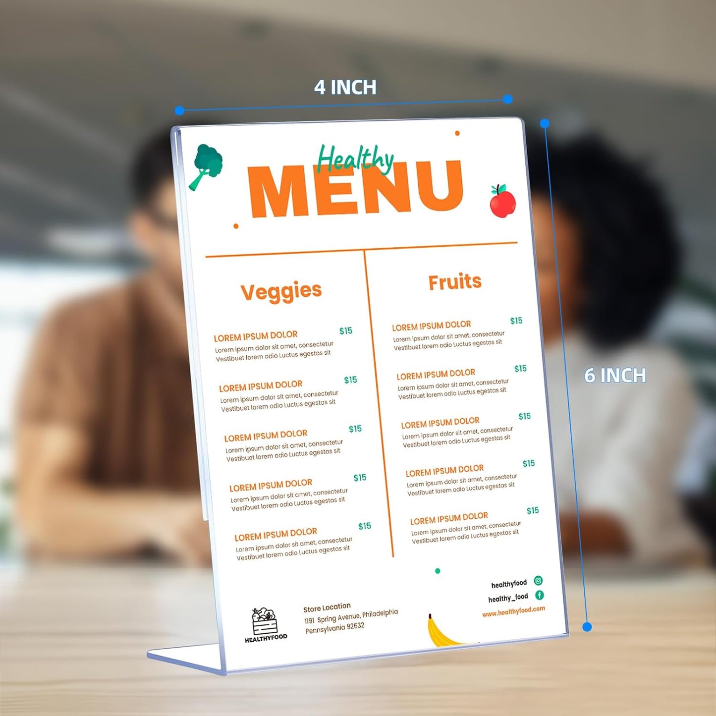 6 Pack Slanted Back Acrylic Sign Holders 4x6 for Business & Store, Tabletop Vertical Sign Holder with Anti-Slip Pads Clear Display Stand, for Menus Flyers Documents Office Restaurants Party Decoration