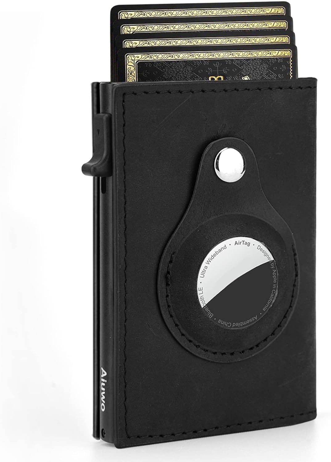 Aiuwo Airtag Wallet for Men,Mens Wallet Card Holder,Smart,Slim,Minimalist Wallet,Credit Cards Holder RFID Blocking Wallet (Airtag Wallet, Crazy Horse Black)