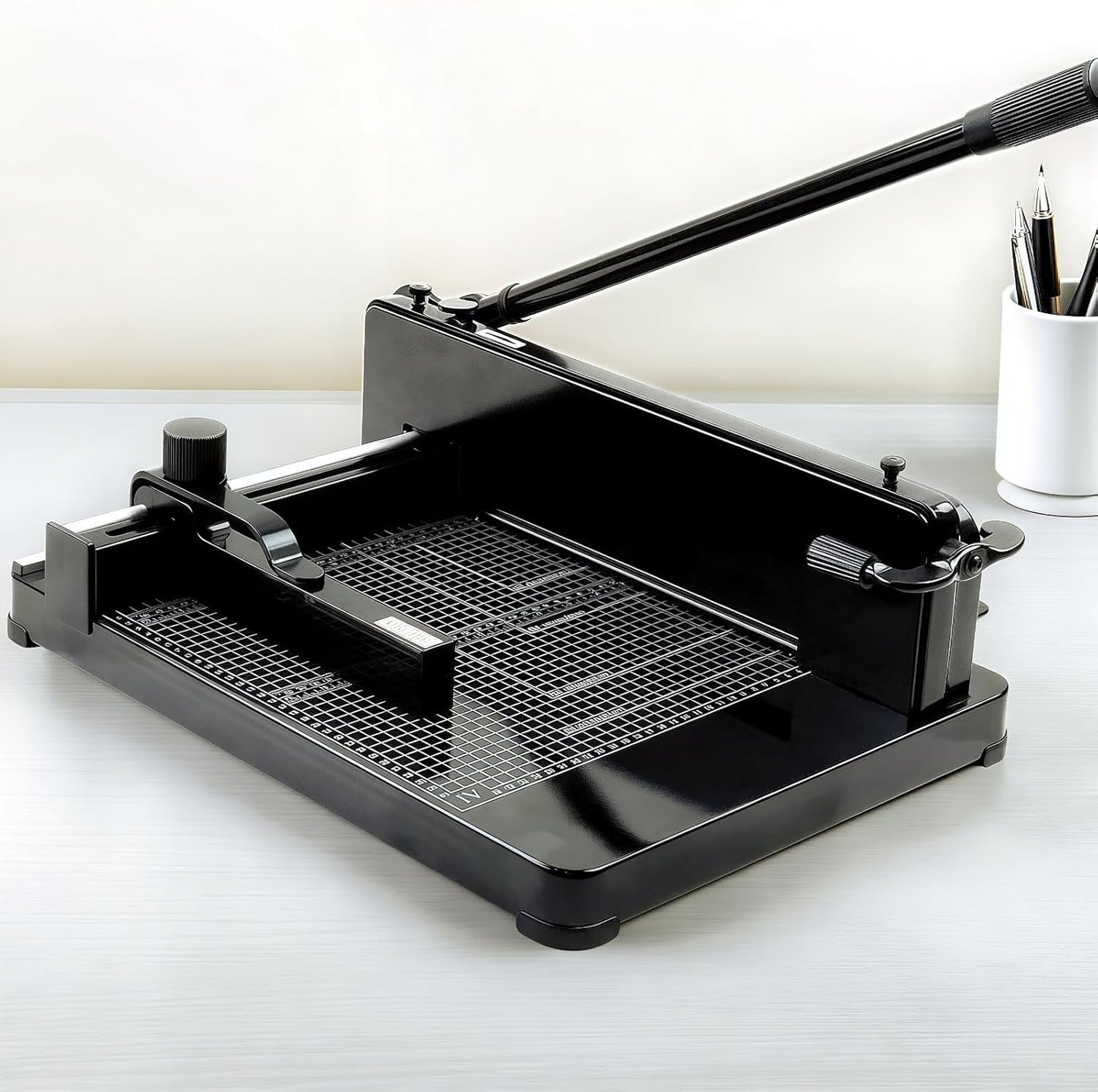 12" Guillotine Paper Cutter, Solid Steel Construction Paper Cutter for A4 Paper, 400 Sheet Capacity Guillotine Paper Cutter for Coupon, Craft Paper and Photos, Black