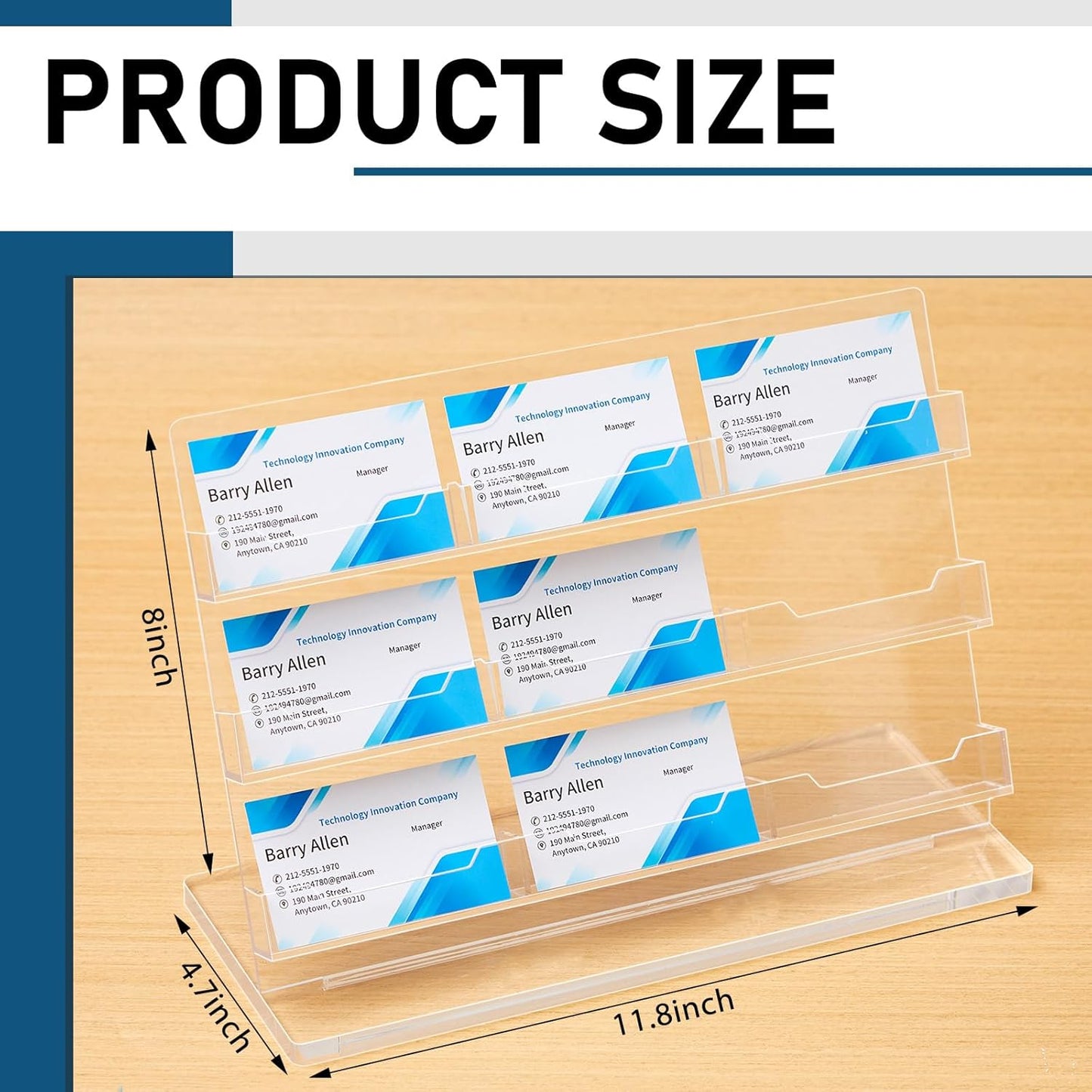 2 Pack Business Card Holder for Desk 9 Slots Freestanding Clear Acrylic Business Card Holder Display Stand Multiple Organizer for Office Meeting Exhibition Home