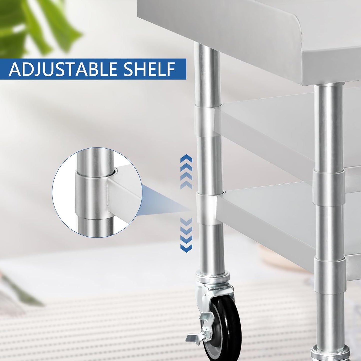 HARDURA Stainless Steel Equipment Work Stand 30" x 36" Prep Table with Under Shelf and Caster for Commercial & Workplace, Home, Hotel, Garage