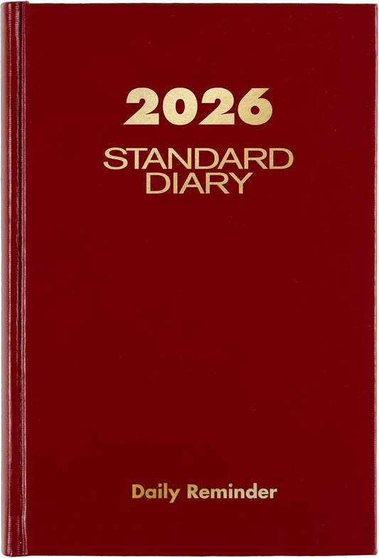 AT-A-GLANCE 2026 Diary, Standard Diary, Daily, 5" x 7-1/2", Small, 12-Month, Hardcover, Red (SD3871326)
