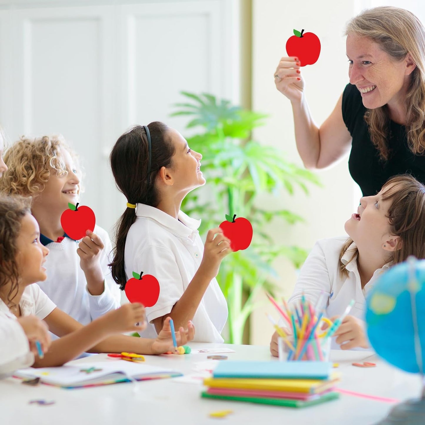 24Pcs Red Apples Dry Erase Magnetic Labels Back to School Reusable Name Tag Magnets with Erasable Pencil for Classroom Bulletin Board Wall Office Decor DIY Whiteboard Fridge