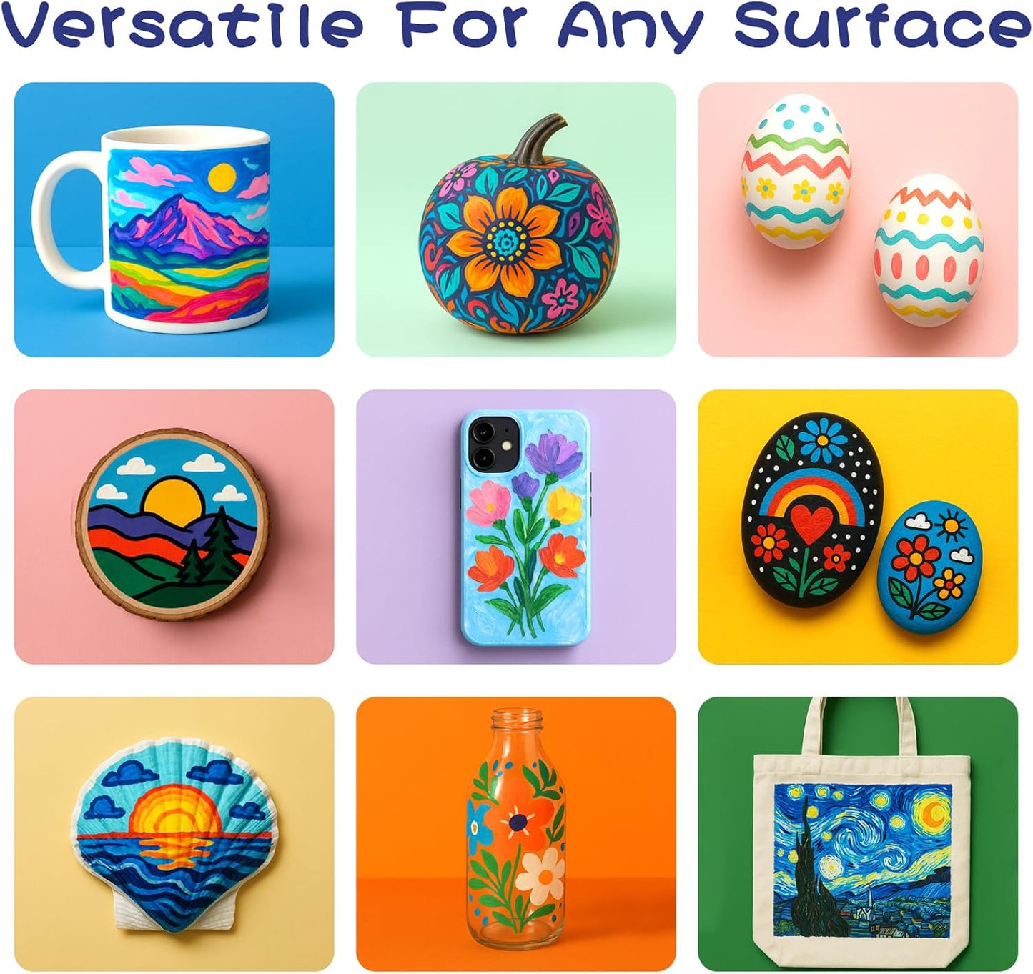 240 Colors Acrylic Paint Pens Markers, No-Bleed Brush Tip Acrylic Markers with Automatic Ink Control System, for Stone, Wood, Canvas, Ceramic, Glass, Metal, Rock Painting, DIY Crafts Art Supplies Kit