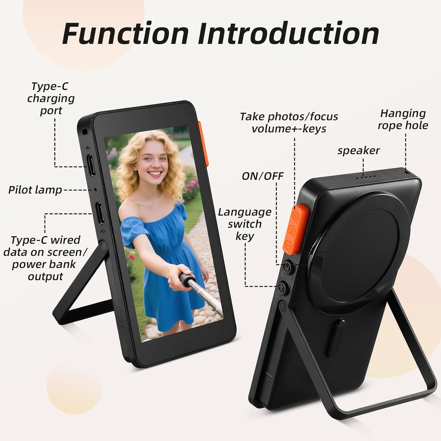 koolertron Magnetic Vlog Selfie Monitor with Speaker - No Delay Screen for iPhon/Android,for TikTok Live Streaming & YouTube, Portable Flip Camera Monitor, Compatible with Most Smartphones