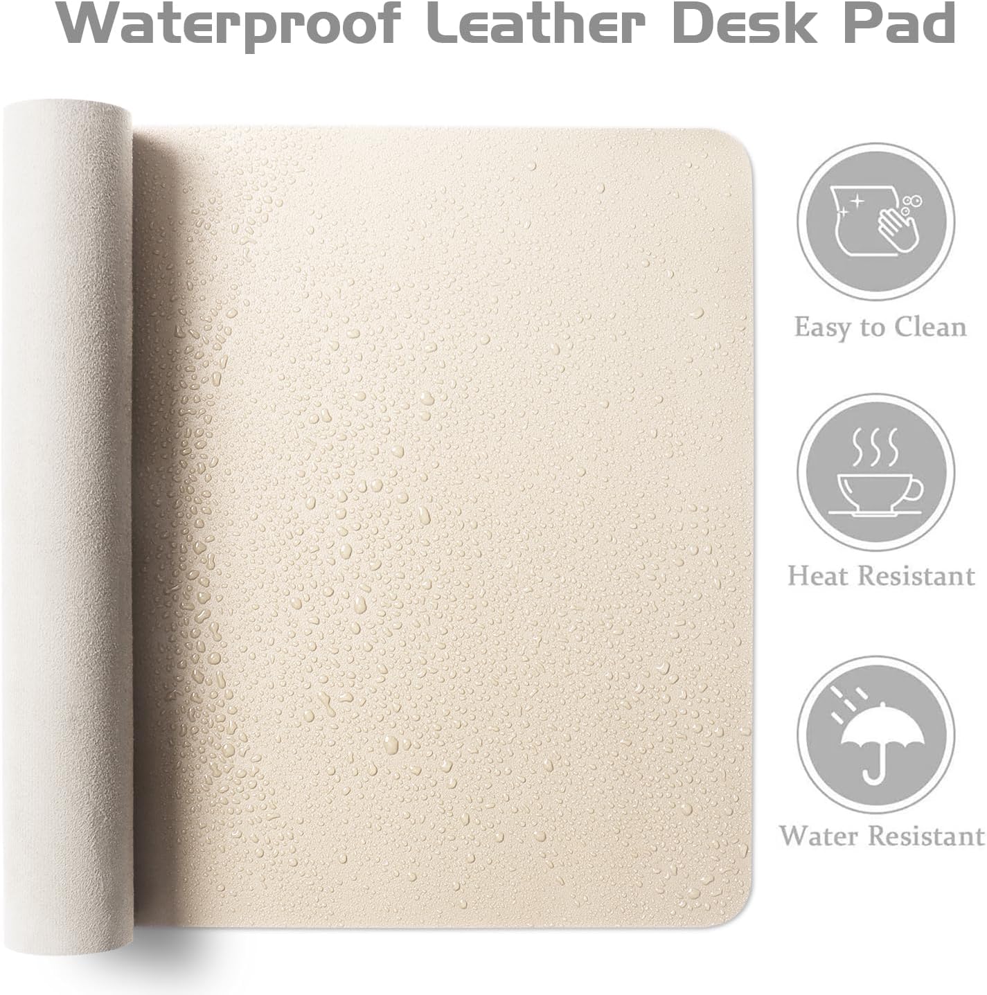 Aothia Leather Desk Pad Protector, Office Mat, Large Mouse Pad, Laptop Pad, Non-Slip PU Leather Blotter, Waterproof Writing Pad for Office and Home (Beige, 47" x 17")