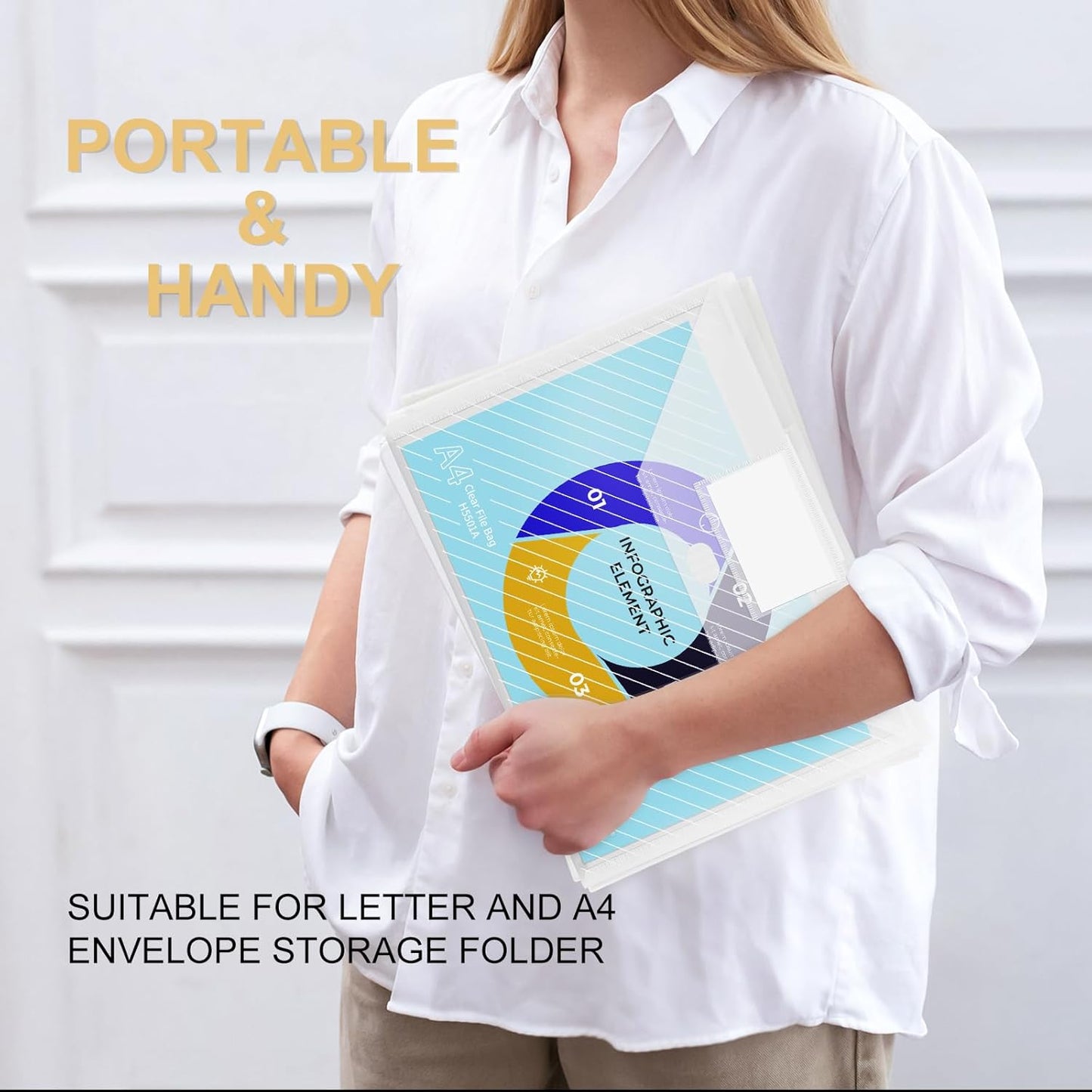 50 Pack, Clear Plastic Envelopes File Folders, HeavyDuty Document Holder with Label Pockets for Letter and A4 Size, Document Folder for School Home Work Office Organizer (50)