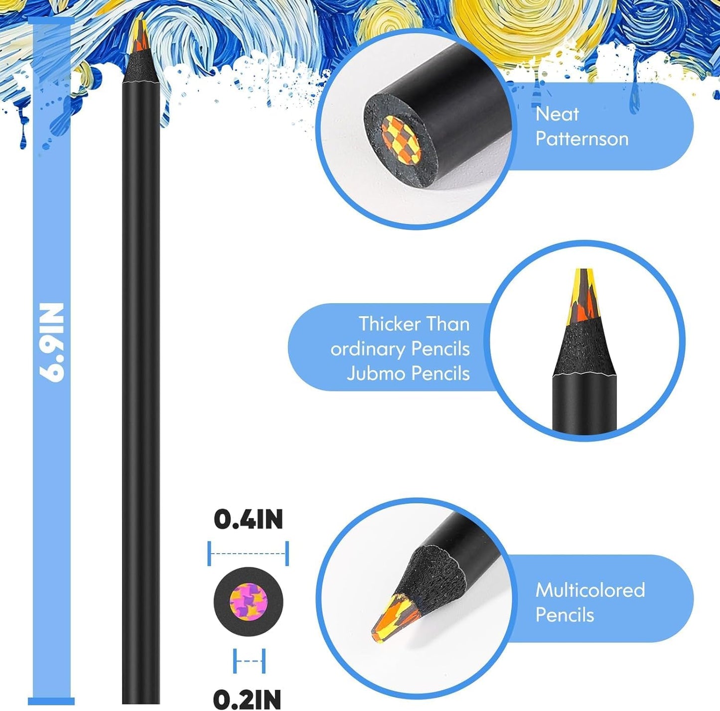 8-Color Rainbow Colored Pencils for Adult Coloring Books, Aesthetic Drawing Pencils, Jumbo Coloring Pencil, Art Supplies for Adults, Cute Art Kit Fun Color Pencil Set, Gifts for Kids