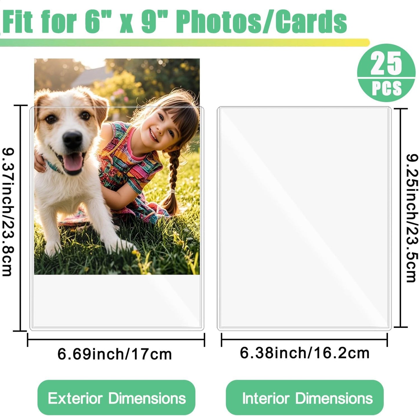 25PCS 6" x 9" Clear Rigid Card Sleeves – Waterproof Hard Plastic Protectors for Postcards, Prints, Photos, Trading & Sports Cards – Top Load Jumbo Sheet Holders