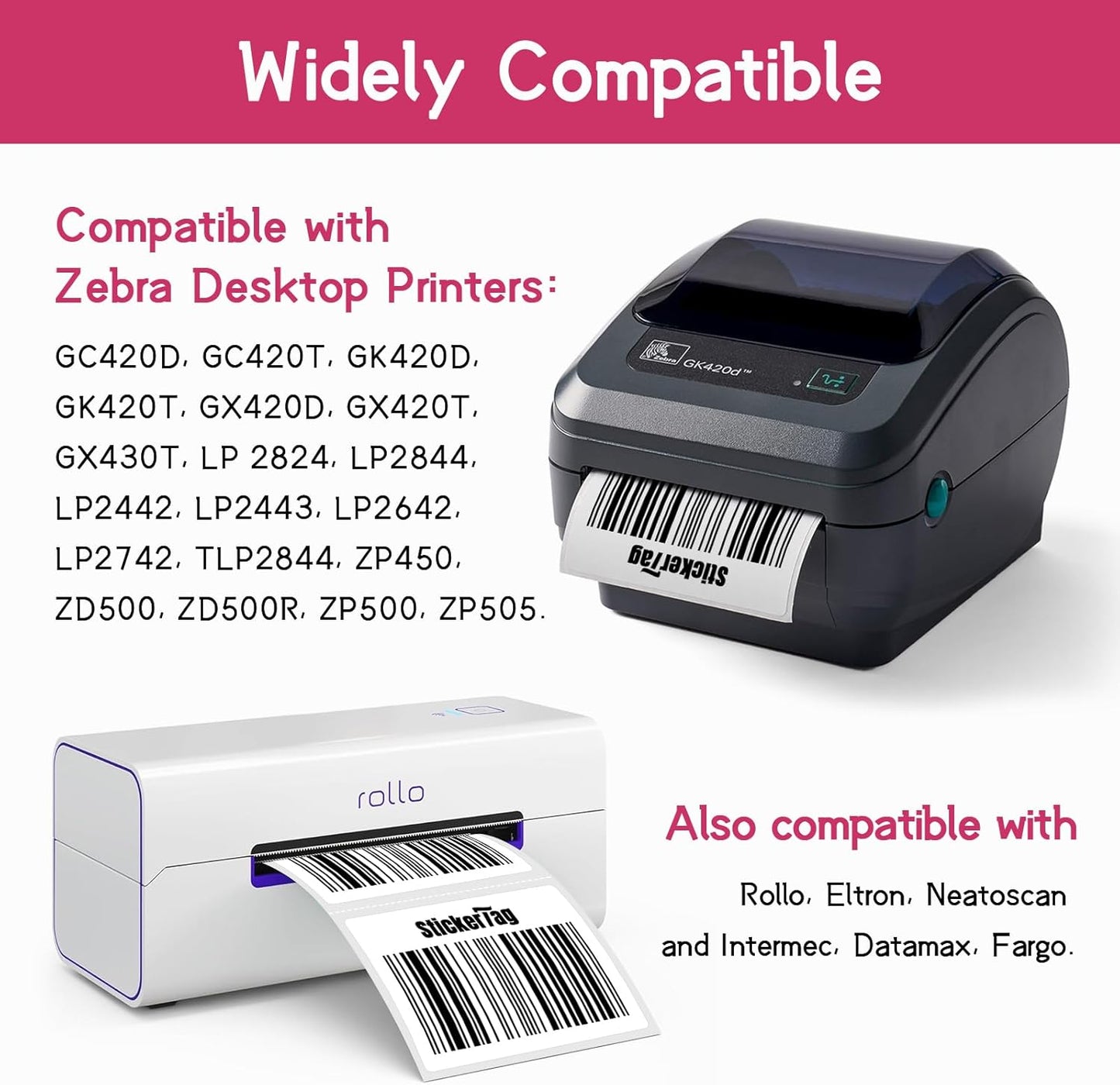 12 Rolls 4" x 3" Direct Thermal Labels, Shipping Labels Compatible with Zebra & Rollo Label Printers for Mailing Postage Address Barcode (500 Labels/Roll)