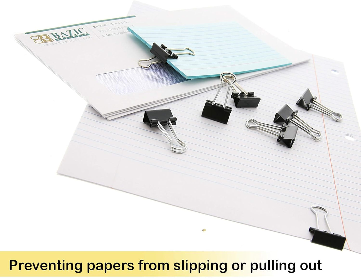 BAZIC Binder Clips Small Black 3/4" (19mm), Paper Clamps Paper Clip, Paperclips for Office School Supplies Home Kitchen Storage (12/Pack), 2-Packs